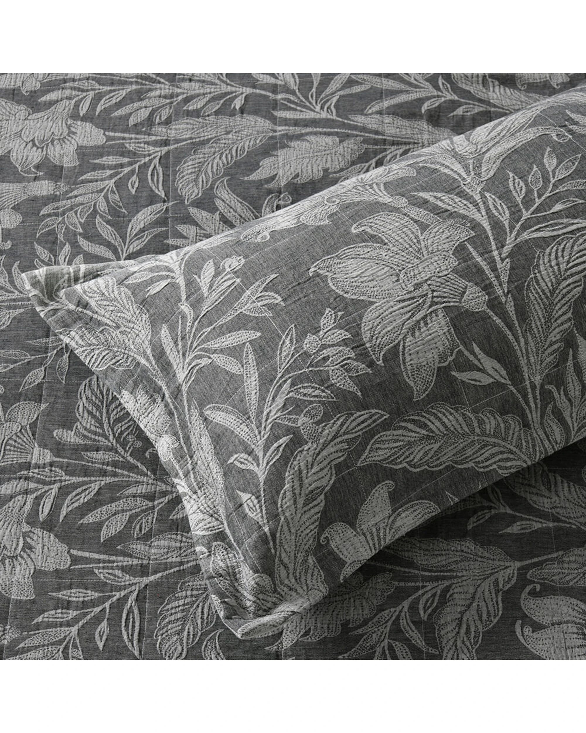 4 Bianca Maidstone Super King Poly/Cotton Bedspread & Pillowcase Set - Grey, 4 of 4