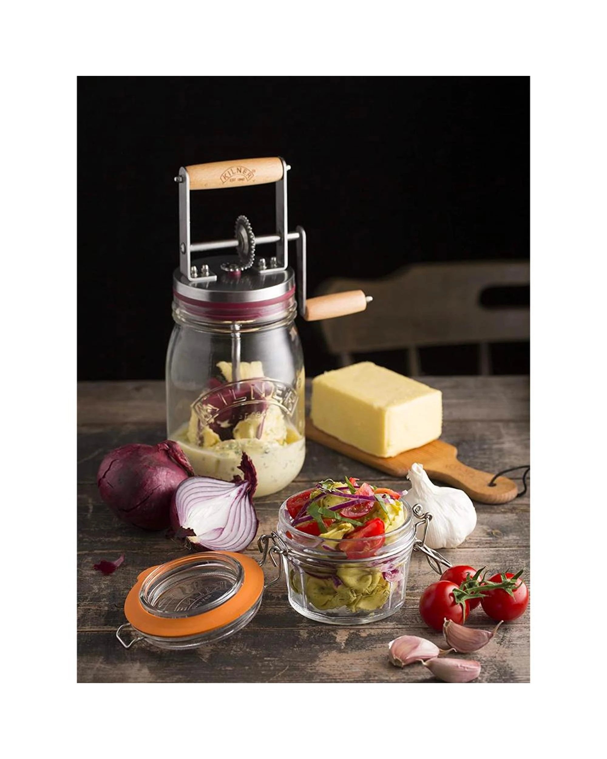 3 Kilner Butter Churner Glass Jar Manual  Butter Paddles  Butter Dish, 3 of 10