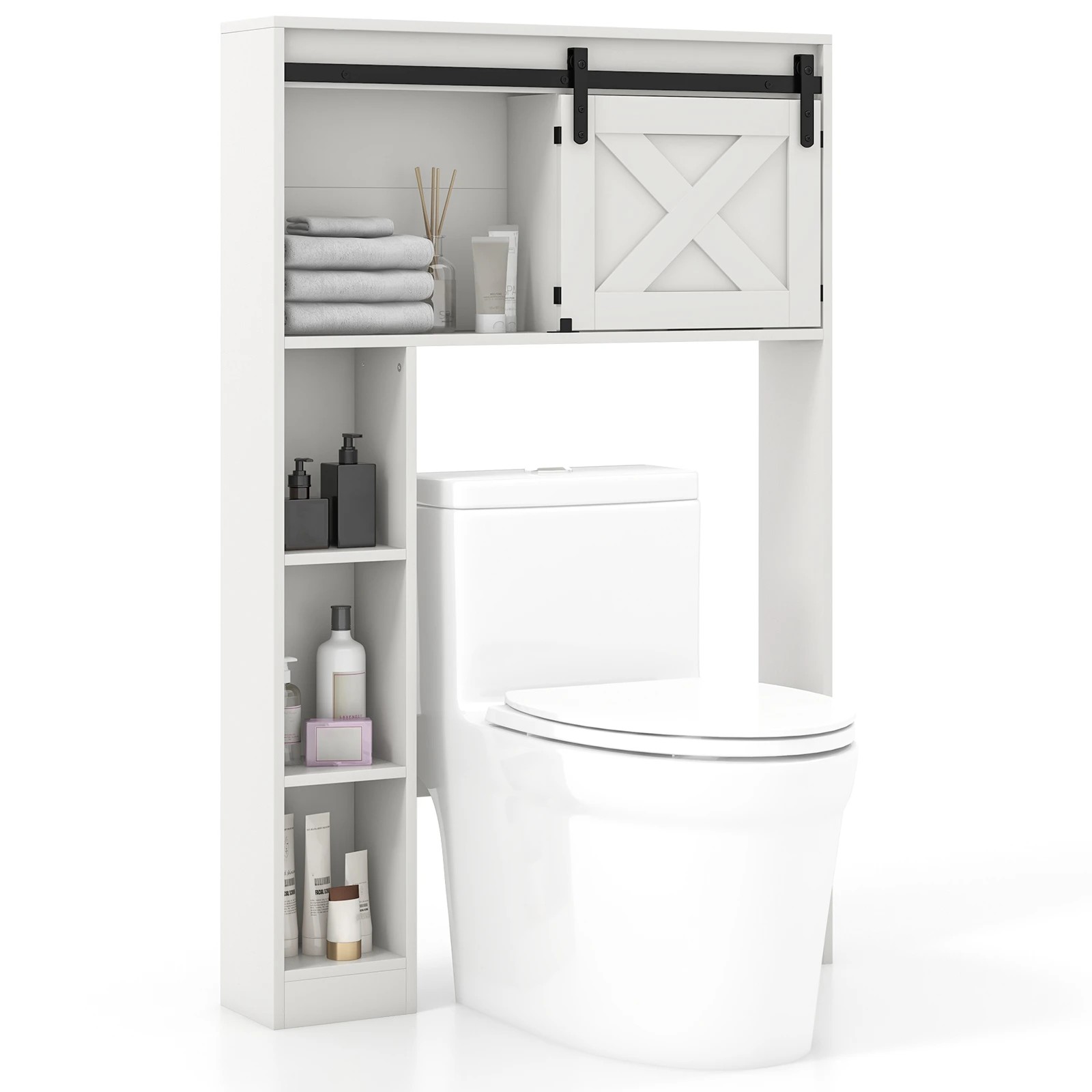 4 Costway Over The Toilet Bathroom Cabinet Storage Shelf Toilet Storage Rack Space Saver - White, 4 of 4