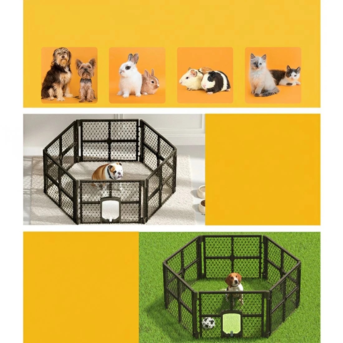 5 i.Pet Dog Playpen Enclosure 6 Panel Pet Fence Plastic Play Pen - Black, 5 of 5