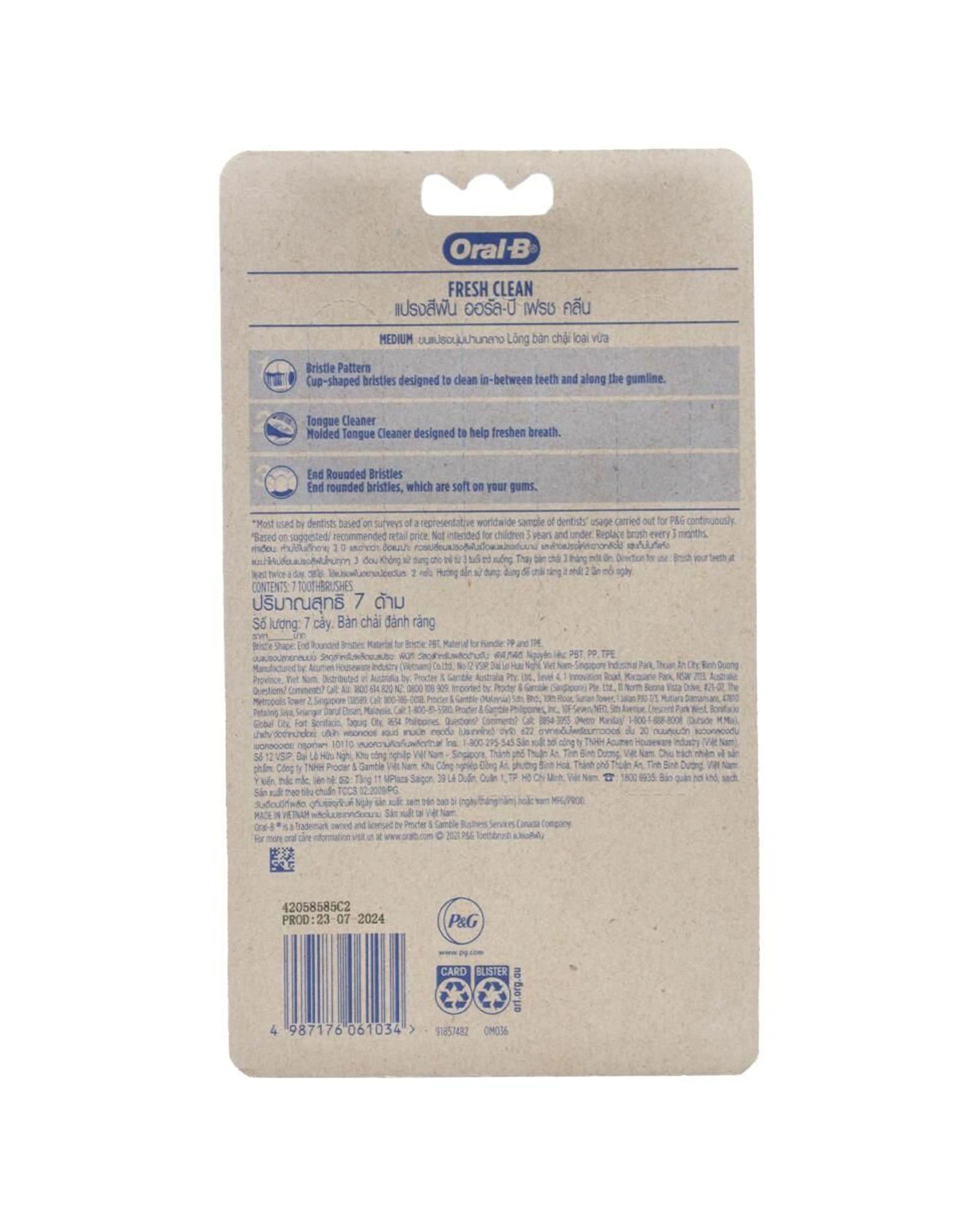 3 Oral B Fresh Clean Toothbrush Medium Cup Bristle 6PK -Level Bristles - Multi, 3 of 3