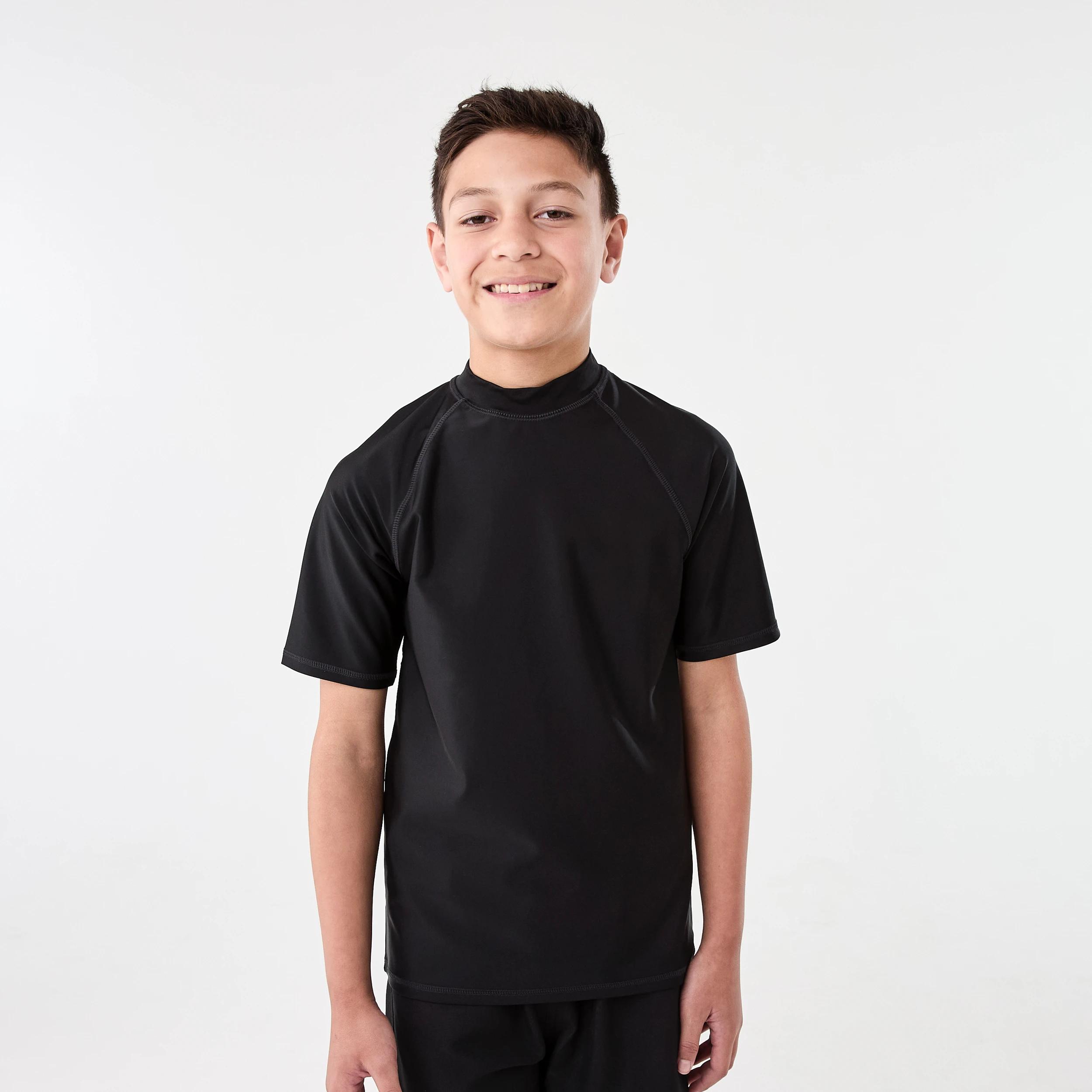 1 Short Sleeve Basic Rash Vest BLACK, 1 of 6
