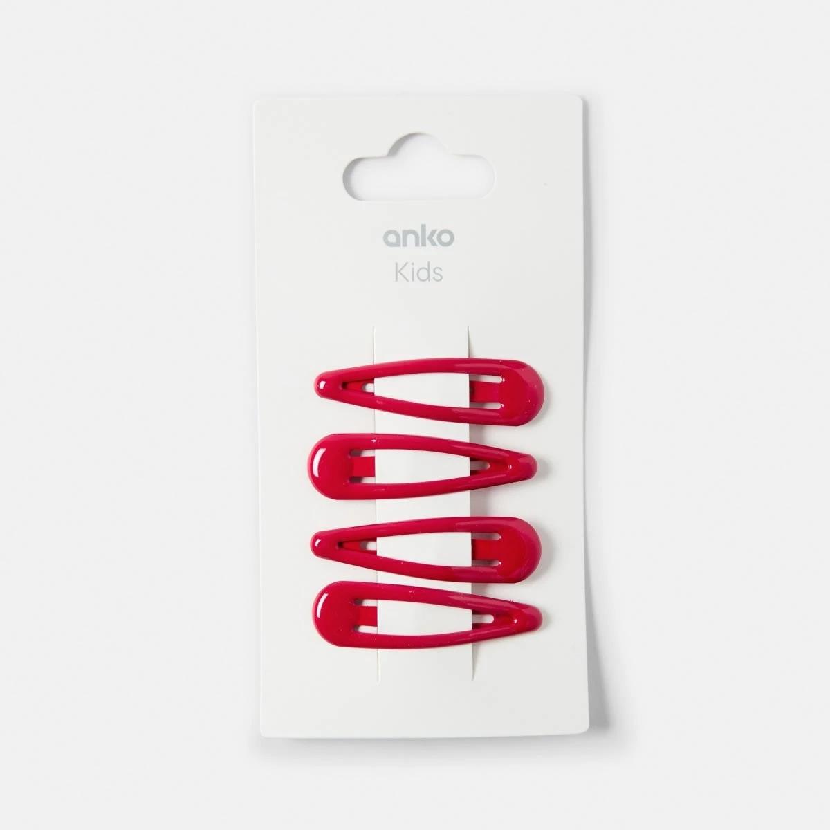 3 4 Pack School Basic Snap Hair Clips Salsa, 3 of 3