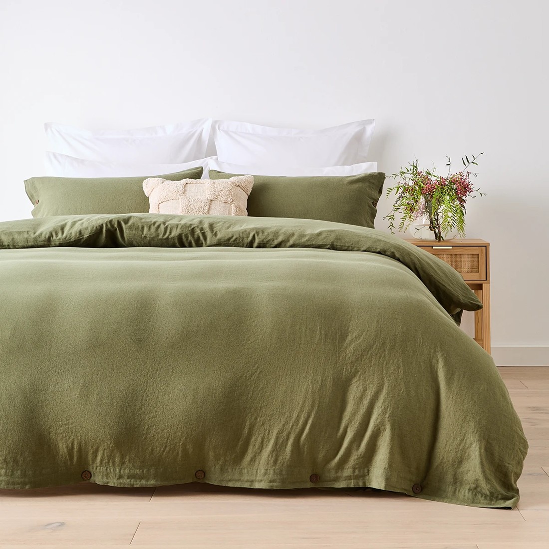 1 Kayden Linen Cotton Quilt Cover Set - King Bed, Forest, 1 of 7