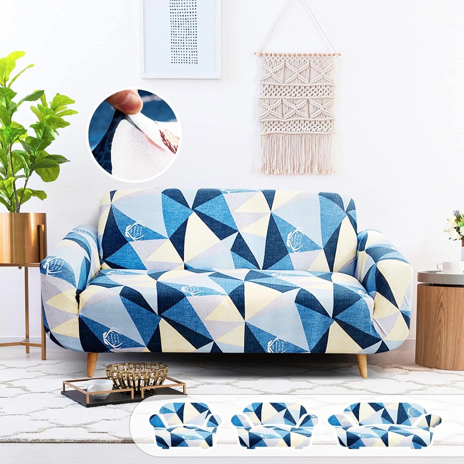 3 Advwin 1-seat Sofa Cover for Couch Lounge Recliner - Blue, 3 of 7