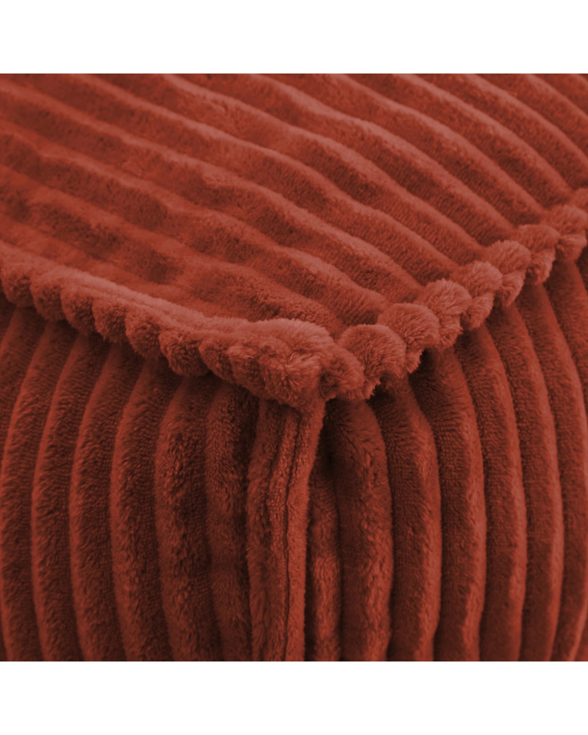 7 Cadence & Co. Wilde Ribbed Luxe Fleece Double Sofa Bean Bag Lounge Cover - Rust Red, 7 of 8