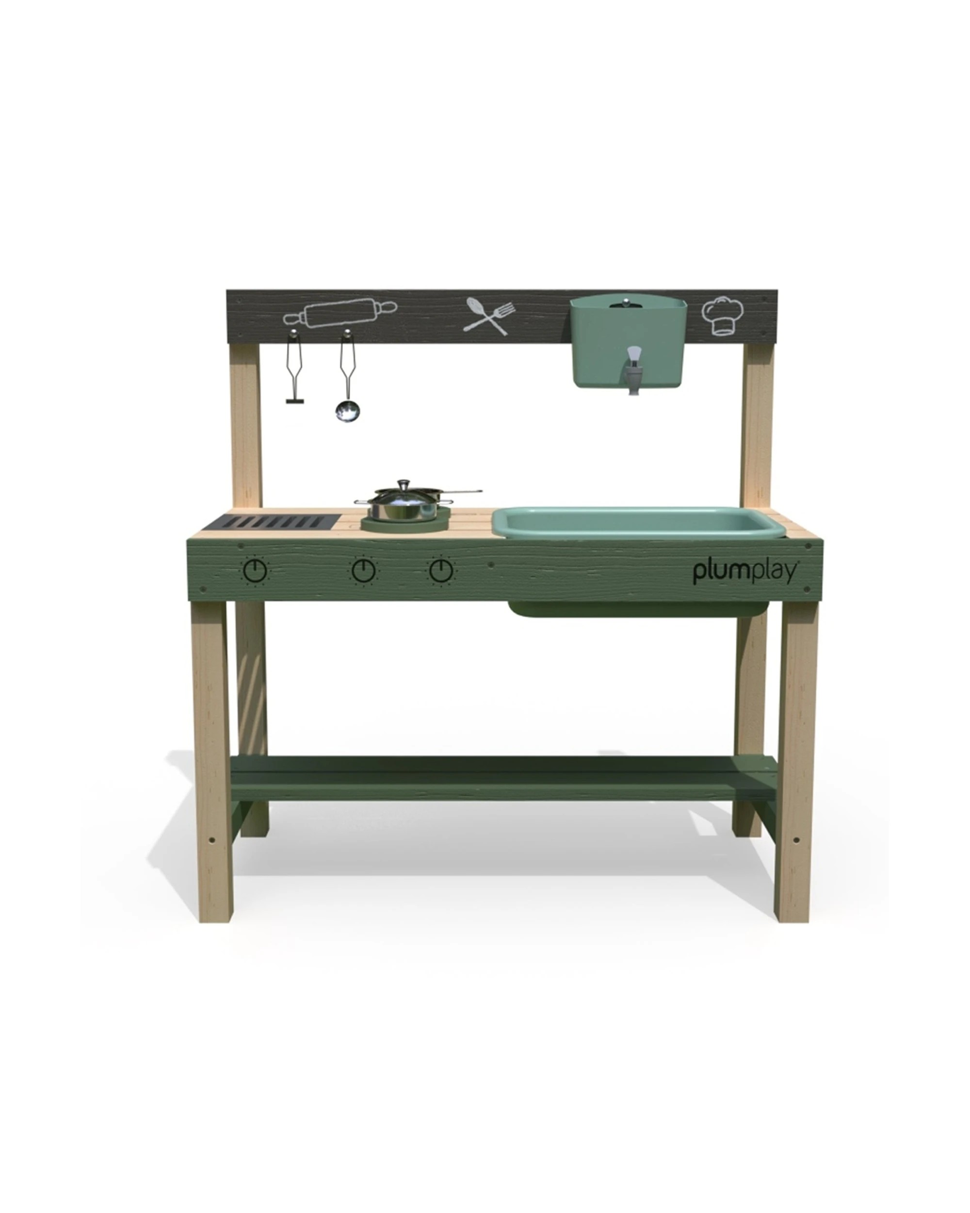 4 Plum Play Outdoor Mud Kitchen With Working Tap Chalkboard 82cm - Natural, 4 of 7