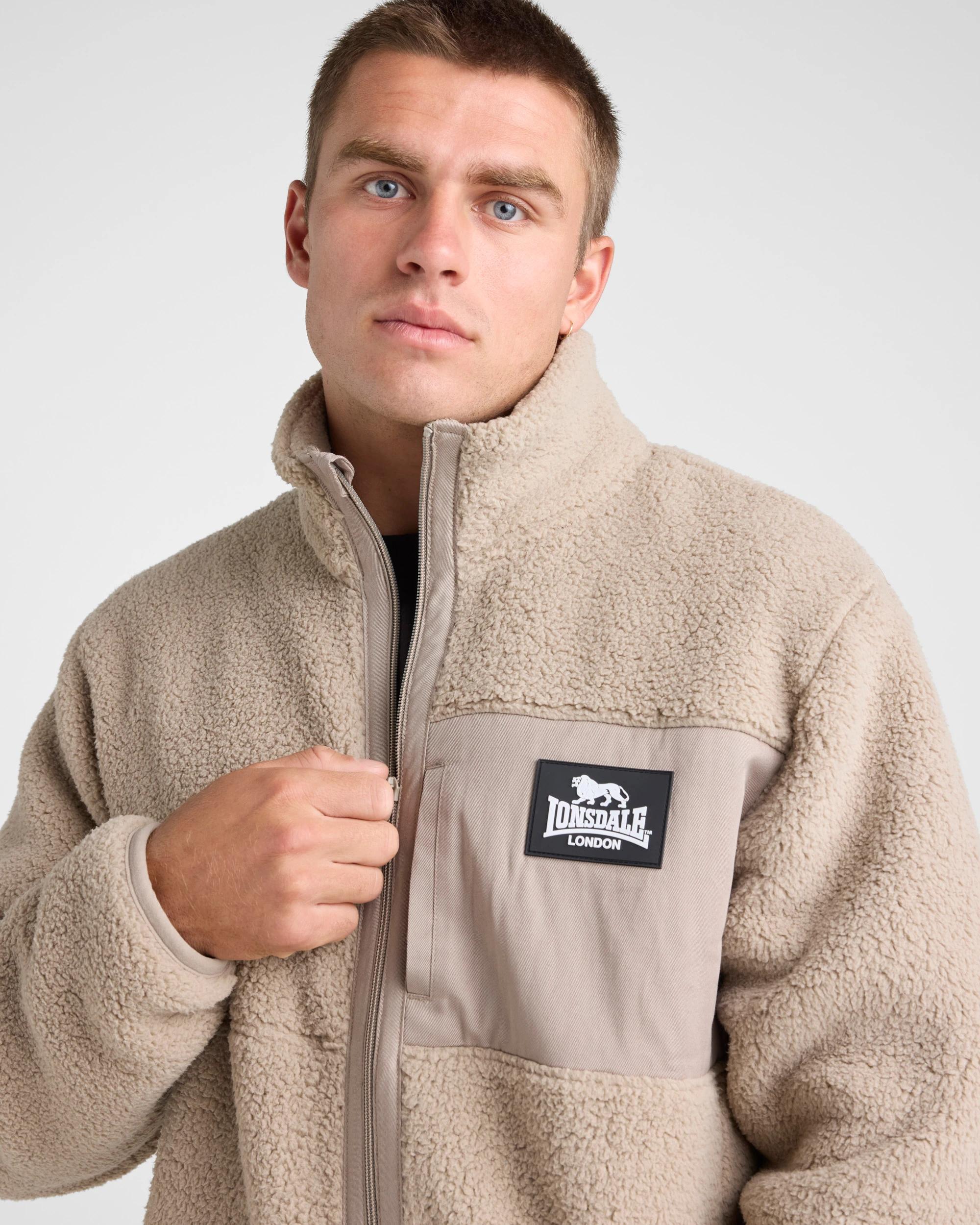 3 Lonsdale London Lonsdale Men’s Sherpa Zip Thru Jacket SAND, 3 of 5