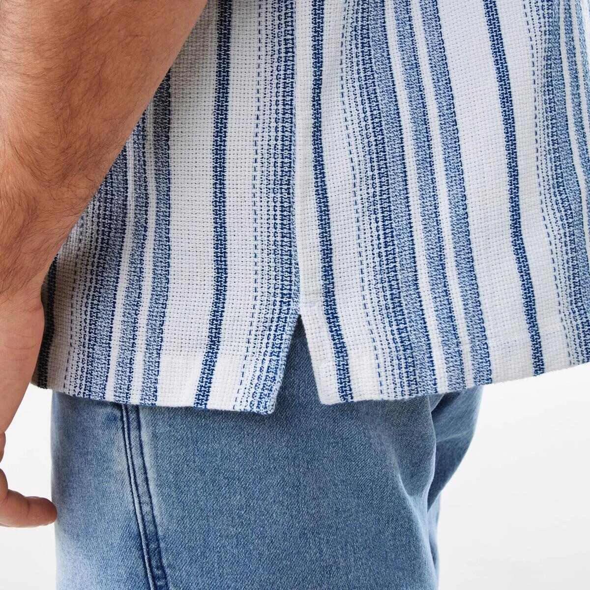7 Short Sleeve Textured Stripe Shirt VAM STRIPE BLUE, 7 of 7