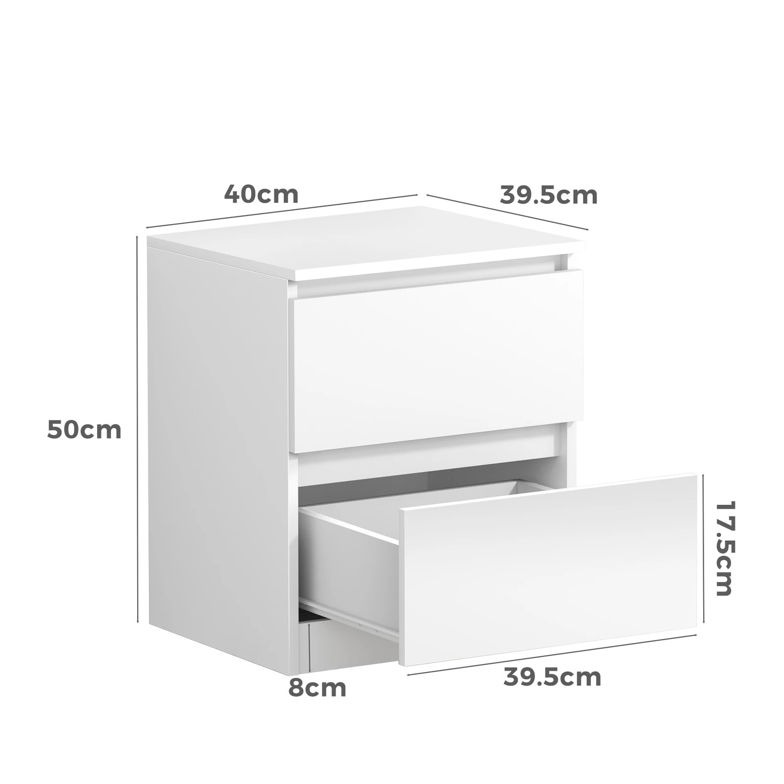 3 Alfordson Bedside Table Nightstand Storage Cabinet Side End Table - White, 3 of 10