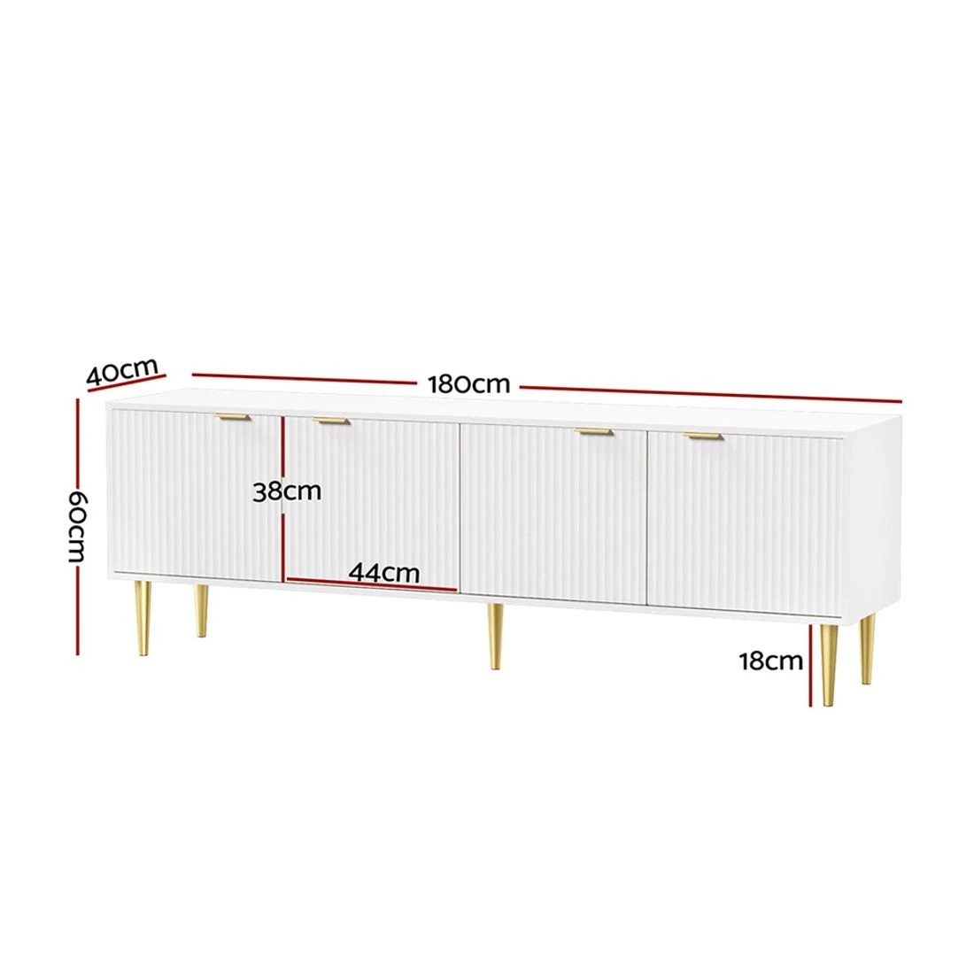 4 Artiss TV Cabinet Entertainment Unit Stand Storage 180CM - White, 4 of 6