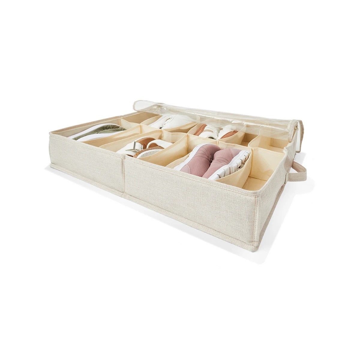 2 Linen Look Underbed Shoe Organiser, 2 of 8