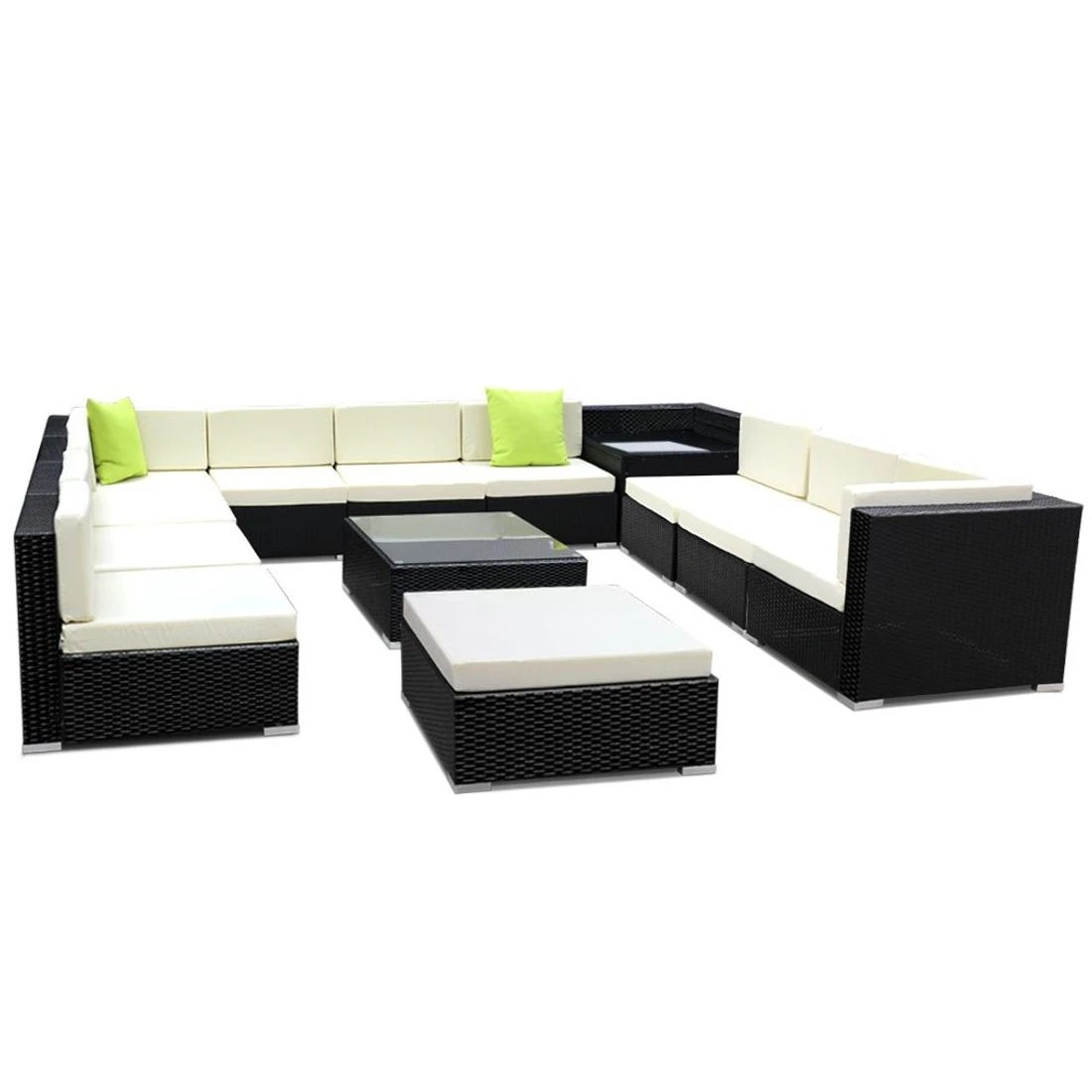 1 Gardeon 13-Piece Outdoor Sofa Set Wicker Couch Lounge Setting Cover - Black, 1 of 6