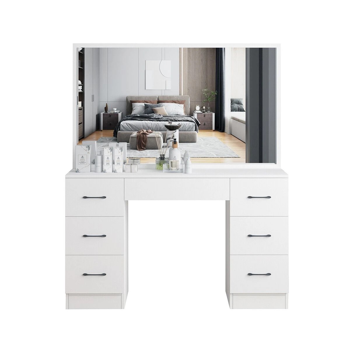8 LUXSUITE Dressing Table Set with Mirror Makeup, 8 of 9