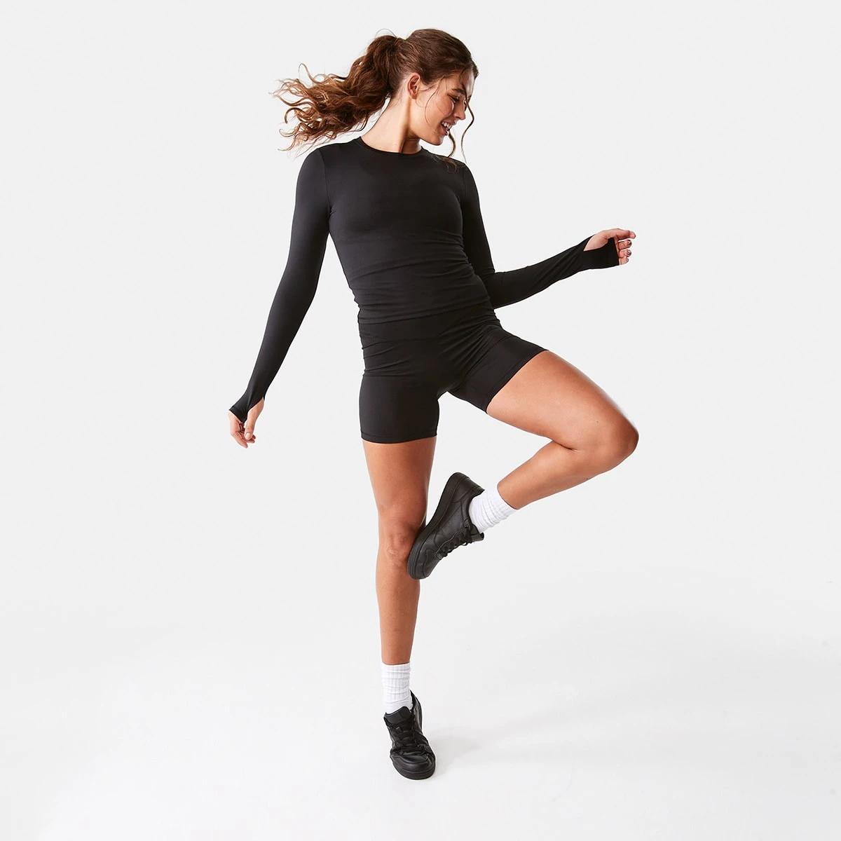 2 Active Womens Long Sleeve Ultrasoft Top BLACK, 2 of 6