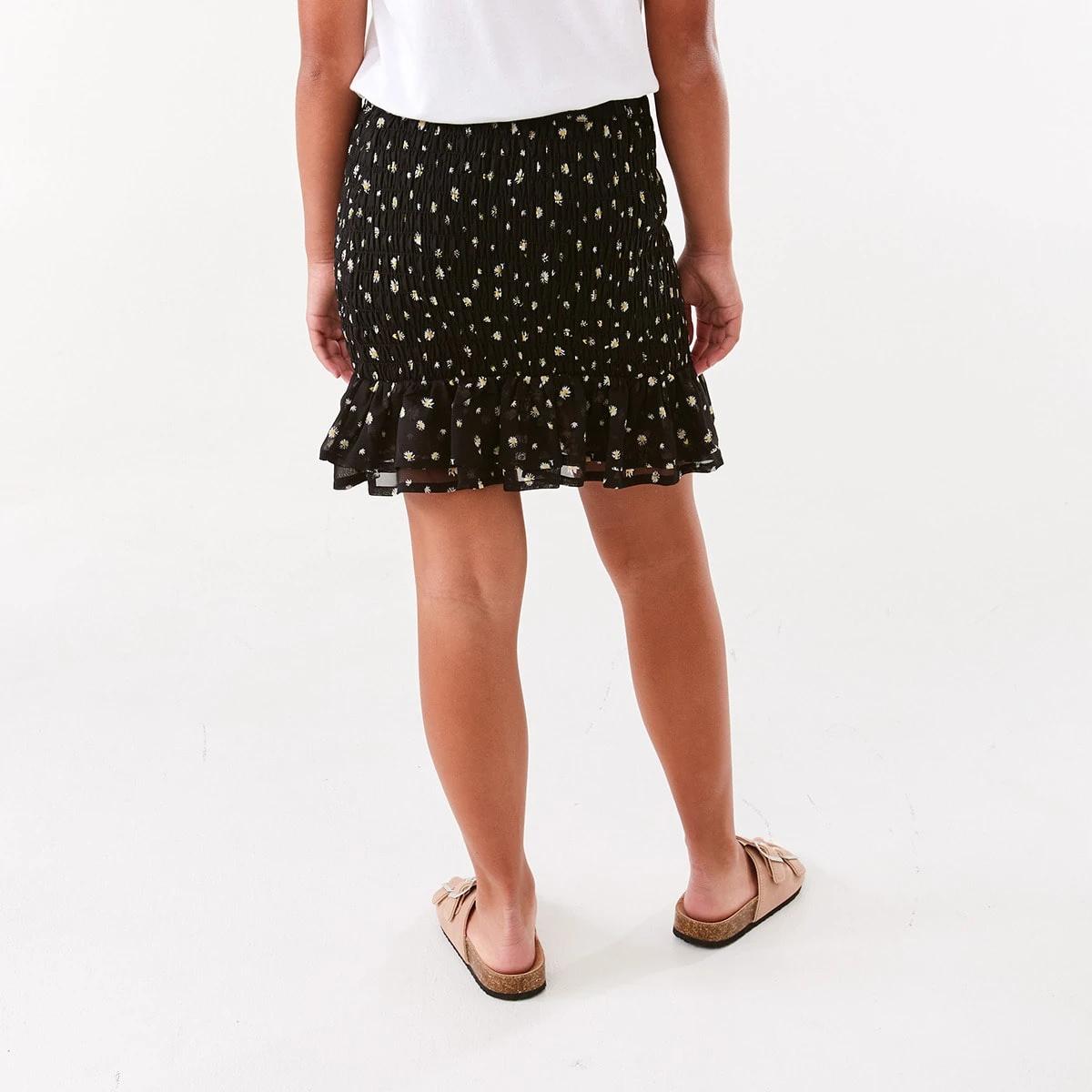 2 Shirred Skirt Daisy Blck, 2 of 8