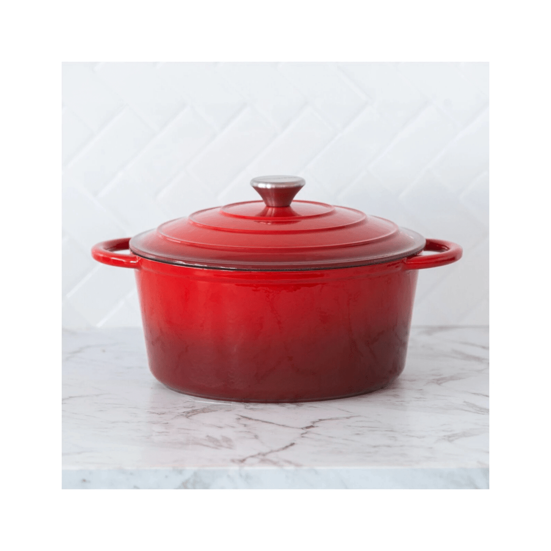 2 Healthy Choice 26cm Enamelled Cast Iron French Oven Casserole (4.7L) - Red, 2 of 7