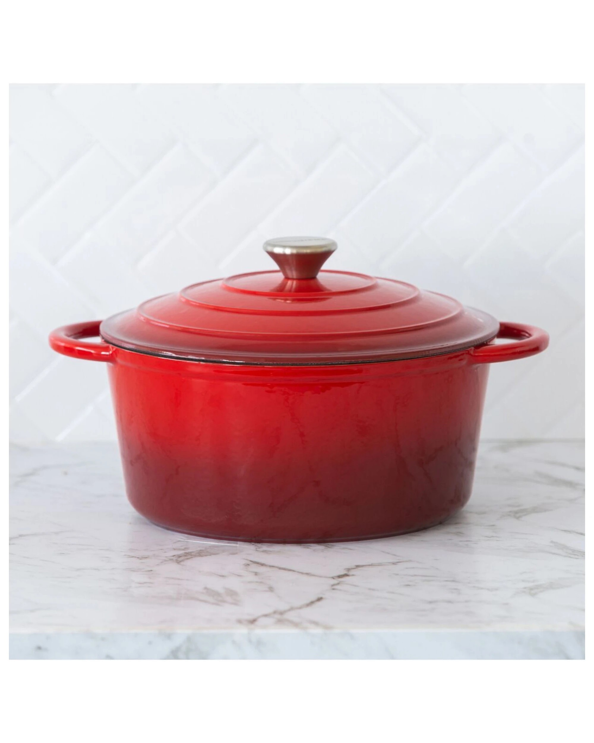 2 Healthy Choice 26cm Enamelled Cast Iron French Oven Casserole (4.7L) - Red, 2 of 7