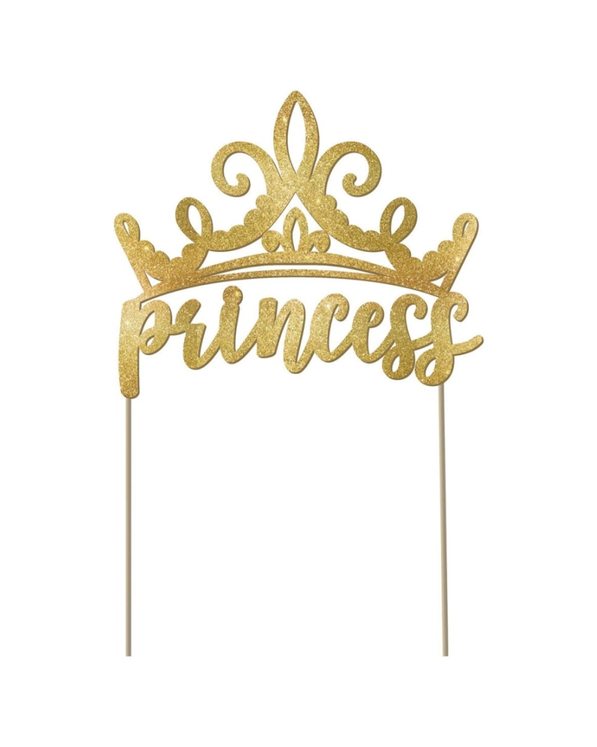 1 Anagram Disney Princess Once Upon A Time Glitter Cake Topper Party Decor - Gold, 1 of 1