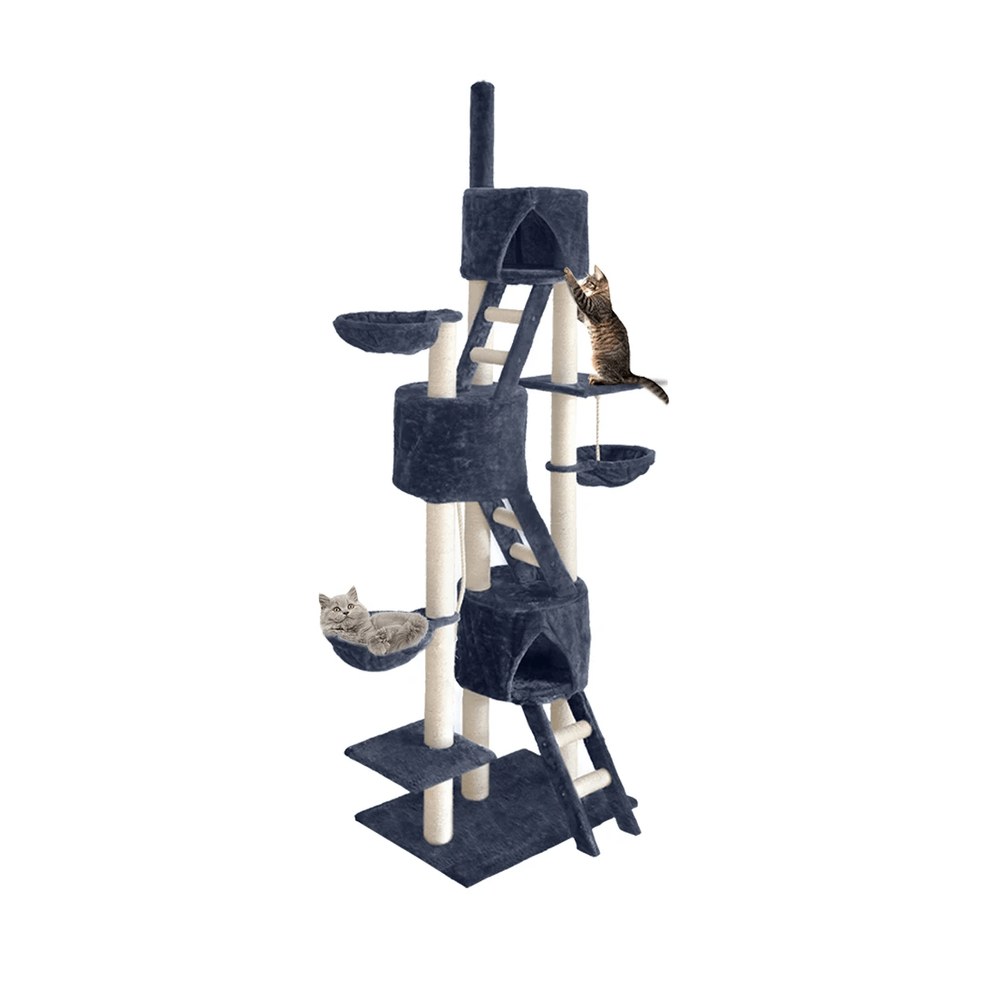 1 i.Pet Cat Tree 244cm Tower Scratching Post Scratcher Trees Condo House - Grey, 1 of 7