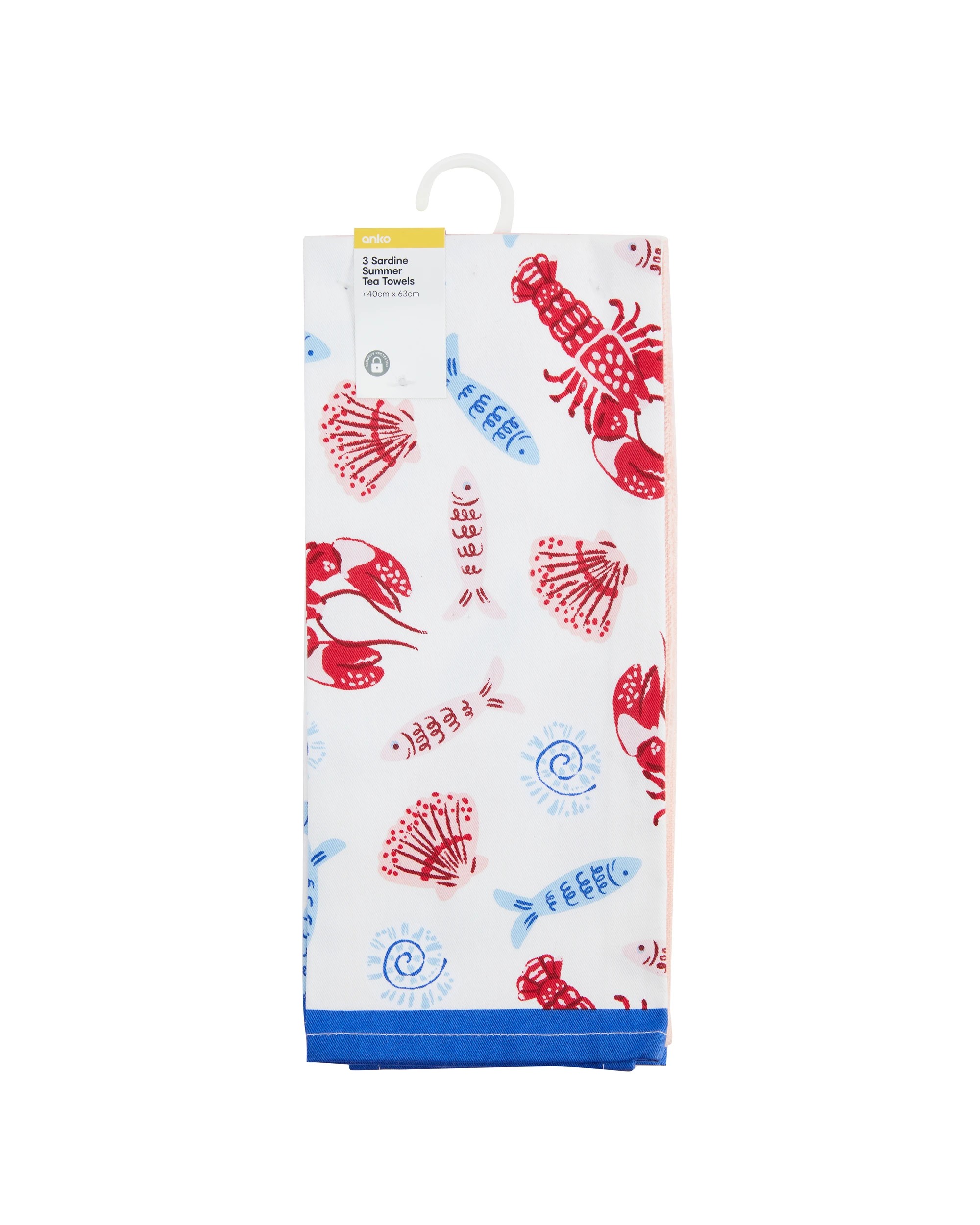 6 3 Pack Sardine Summer Tea Towels, 6 of 6