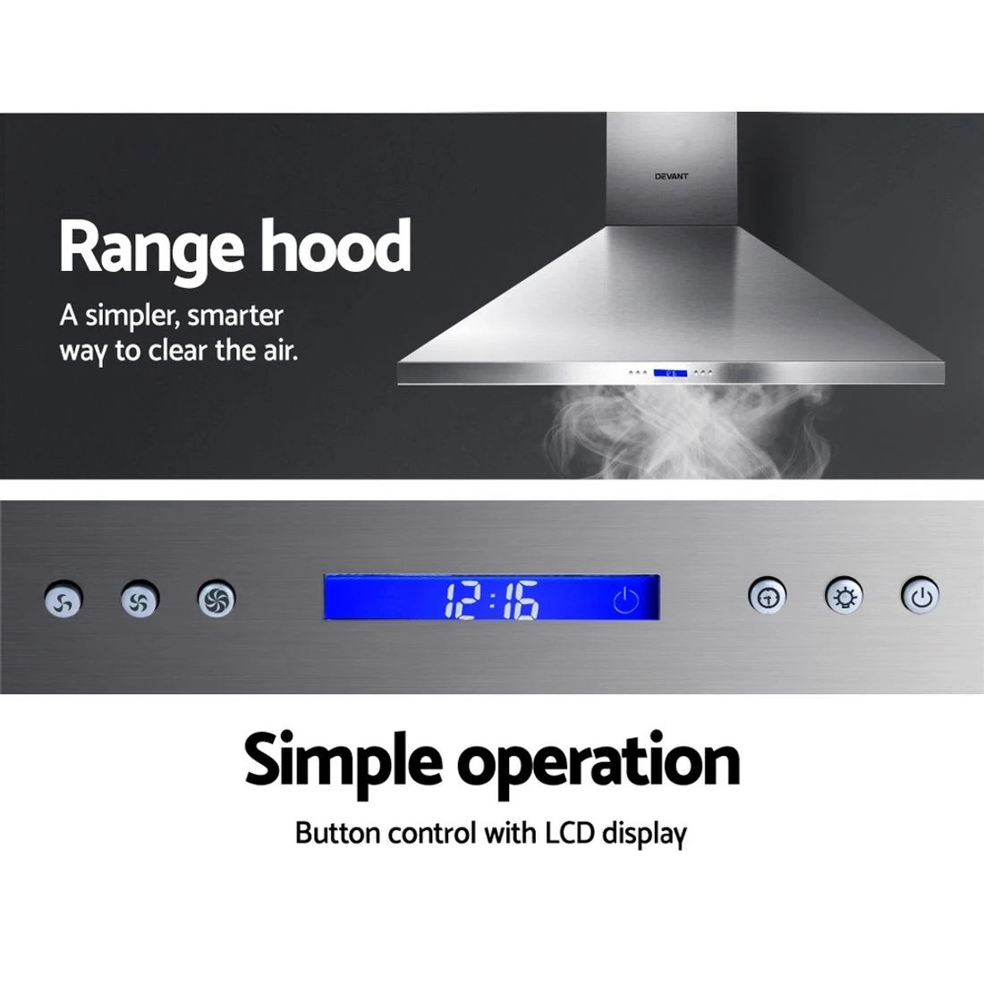 3 Devanti 1200mm Range Hood 120cm BBQ Commercial Rangehood - Silver, 3 of 8