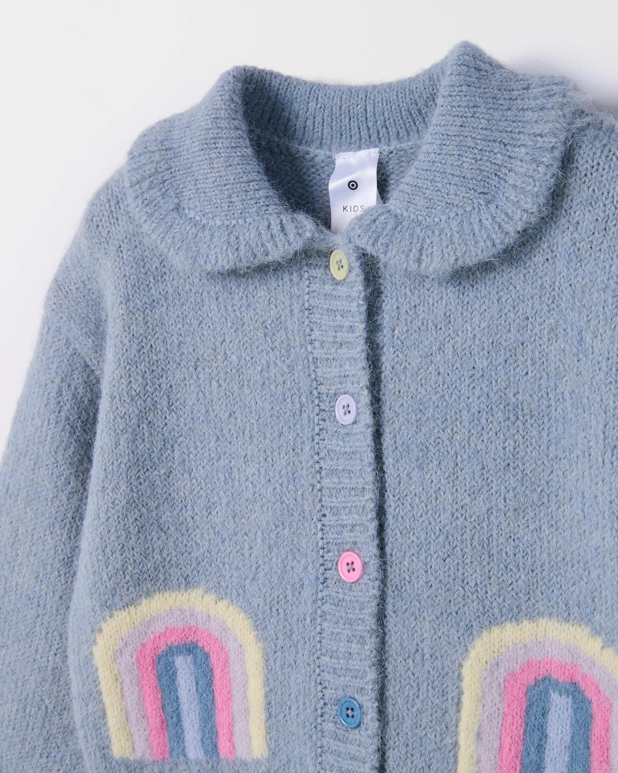 2 Target Kids Intarsia Collared Knit Cardigan RAINBOW BLUE, 2 of 2