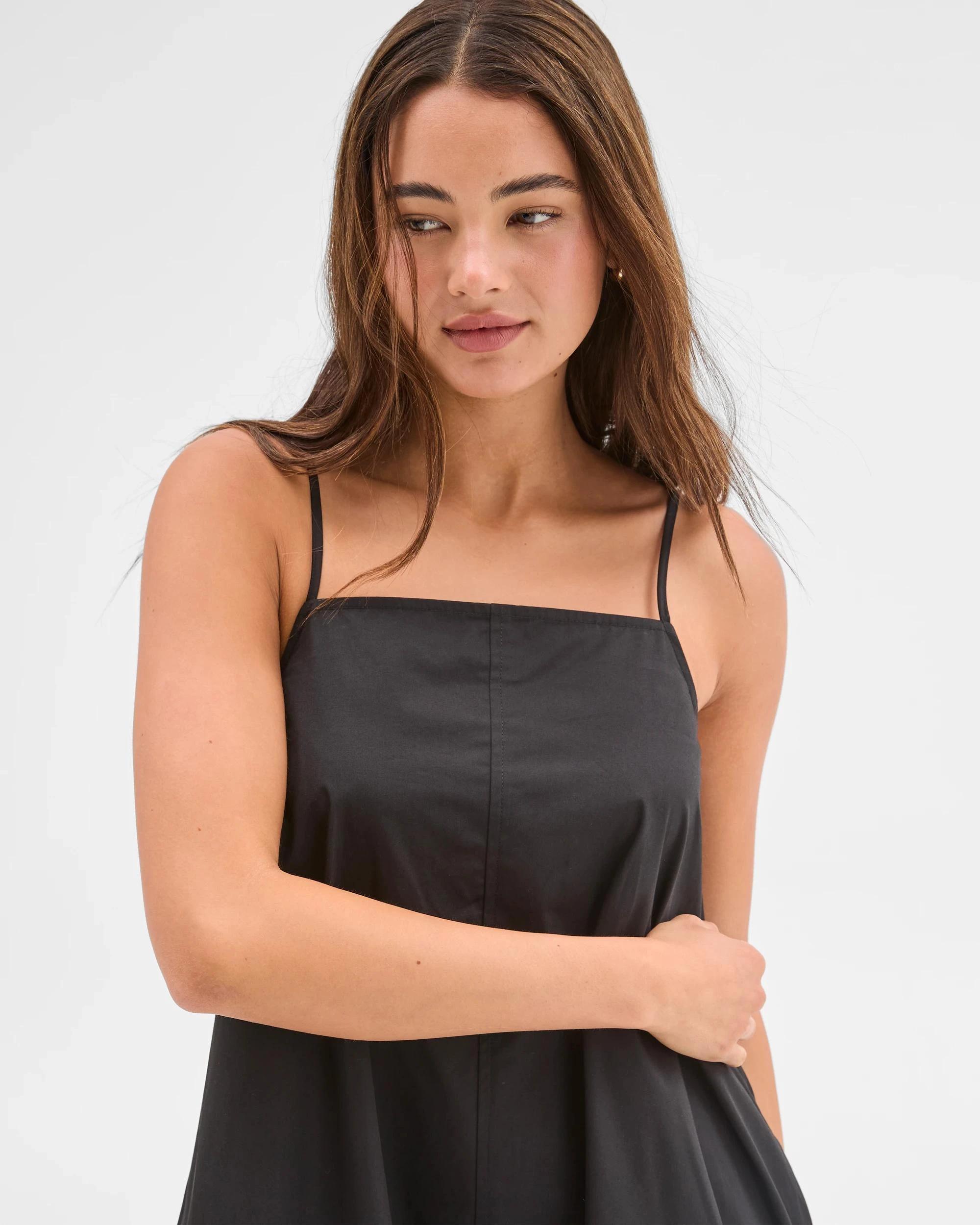 4 Lily Loves Australian Cotton Cocoon Midi Dress BLACK, 4 of 6