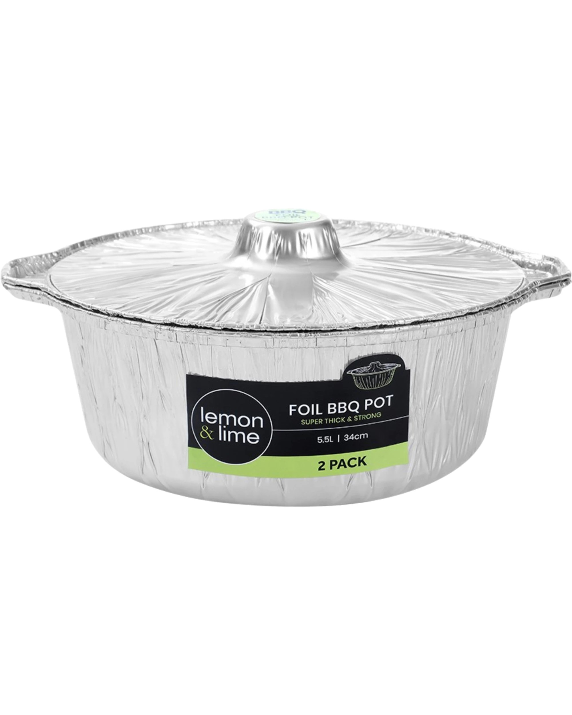3 United Living Foil BBQ Pot With Lid 34cm Pack of 2 - Silver, 3 of 3