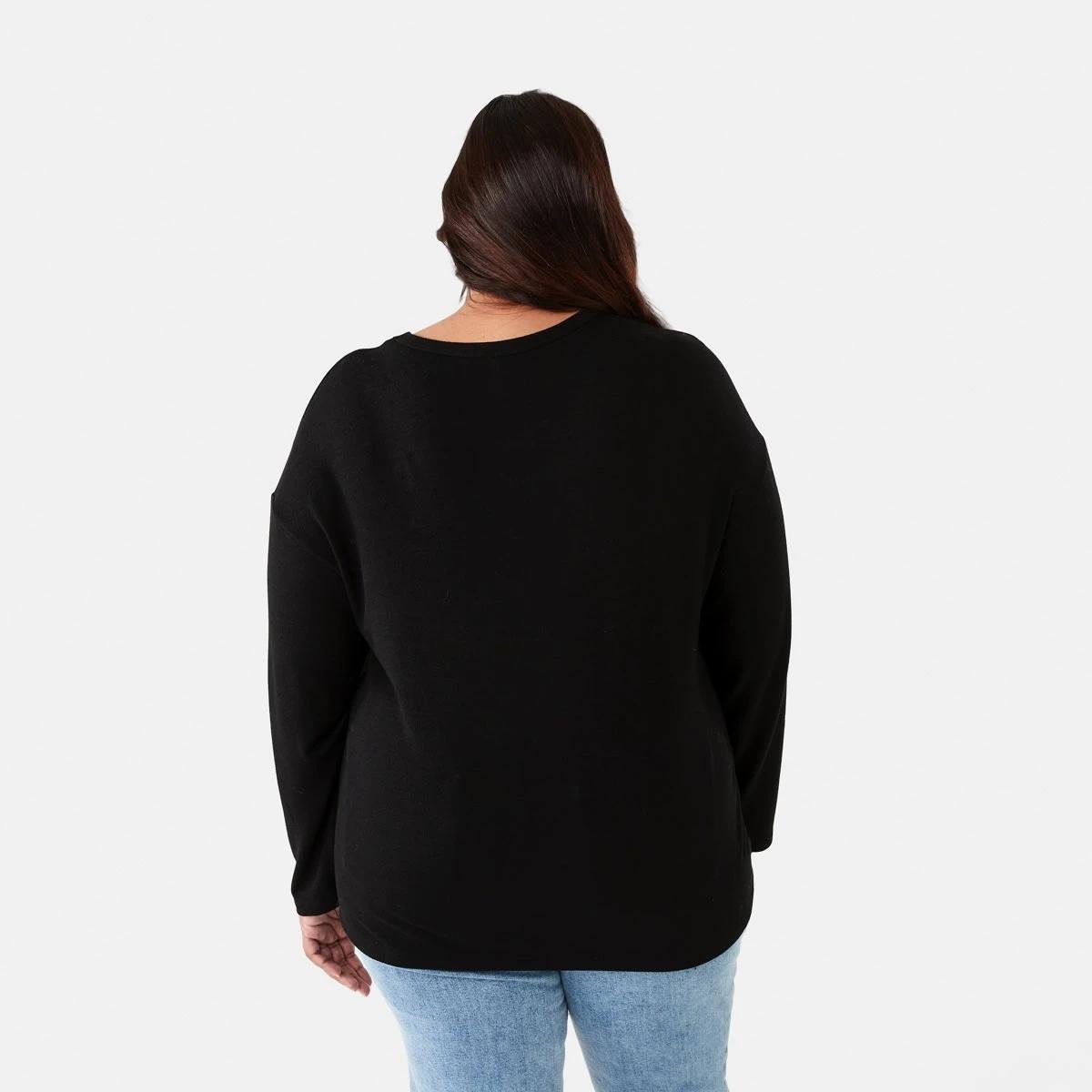 3 Curve Asymmetrical Long Sleeve Top Black, 3 of 6