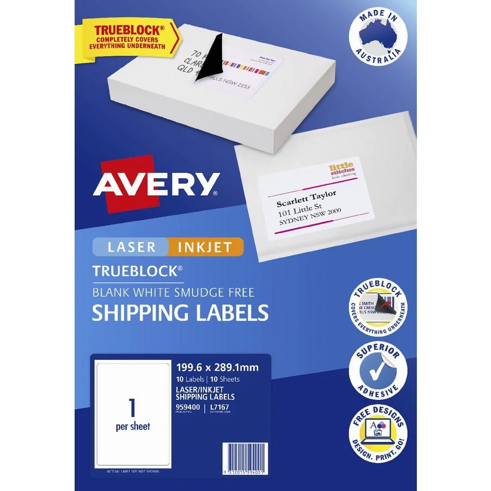 2 Avery 1UP Inkjet Laser Internet Shipping Labels 10 Sheets, 2 of 8
