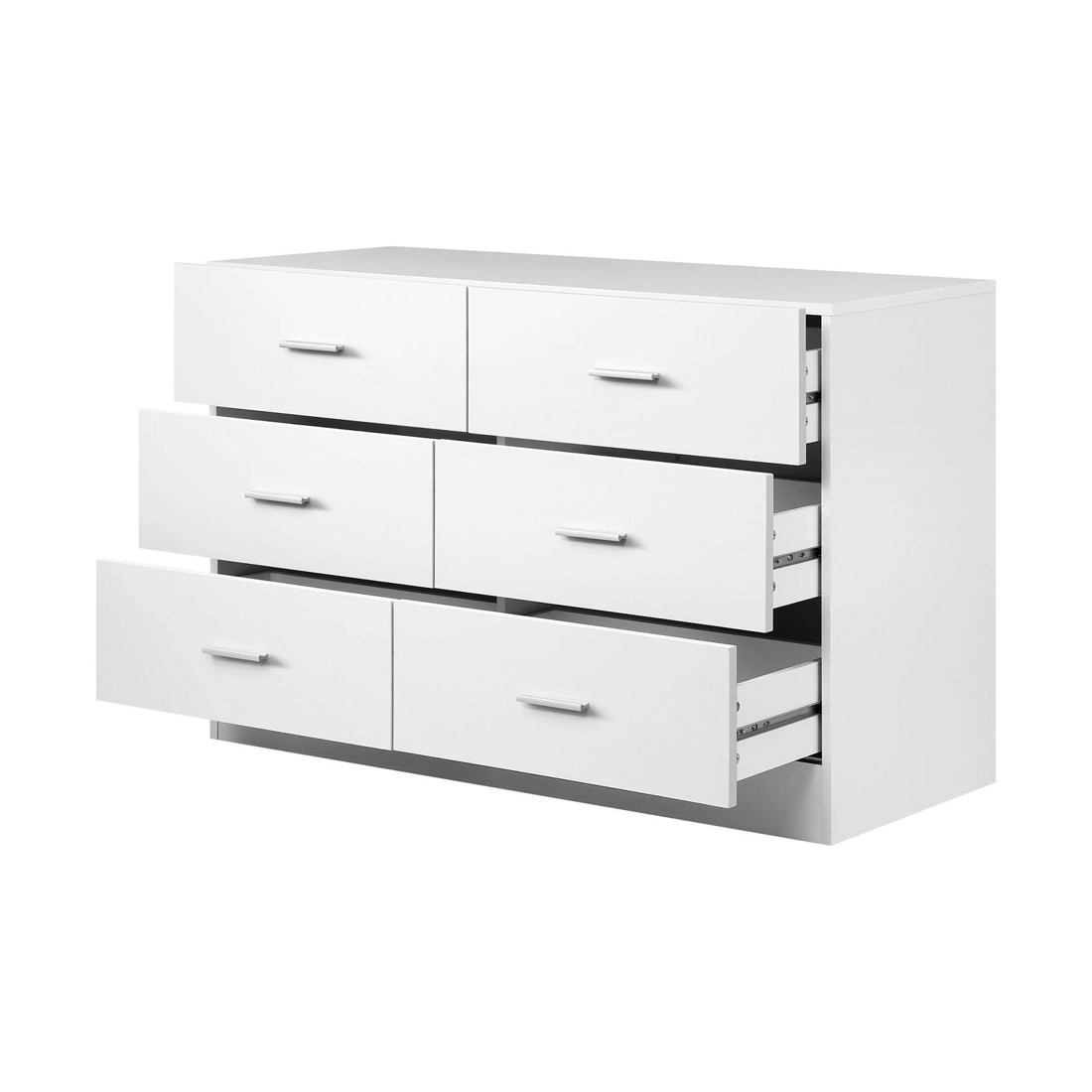 7 Oikiture Chest Of Drawers 6 Drawer Dresser Table Lowboy Storage Cabinet
 - White, 7 of 9