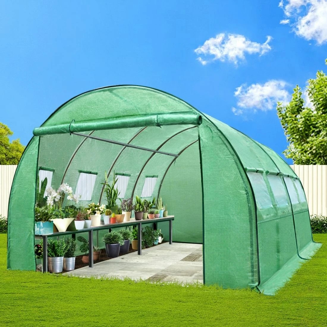 6 Green Fingers Greenhouse Walk in Green House Tunnel Plant Garden Shed Dome - Green, 6 of 6