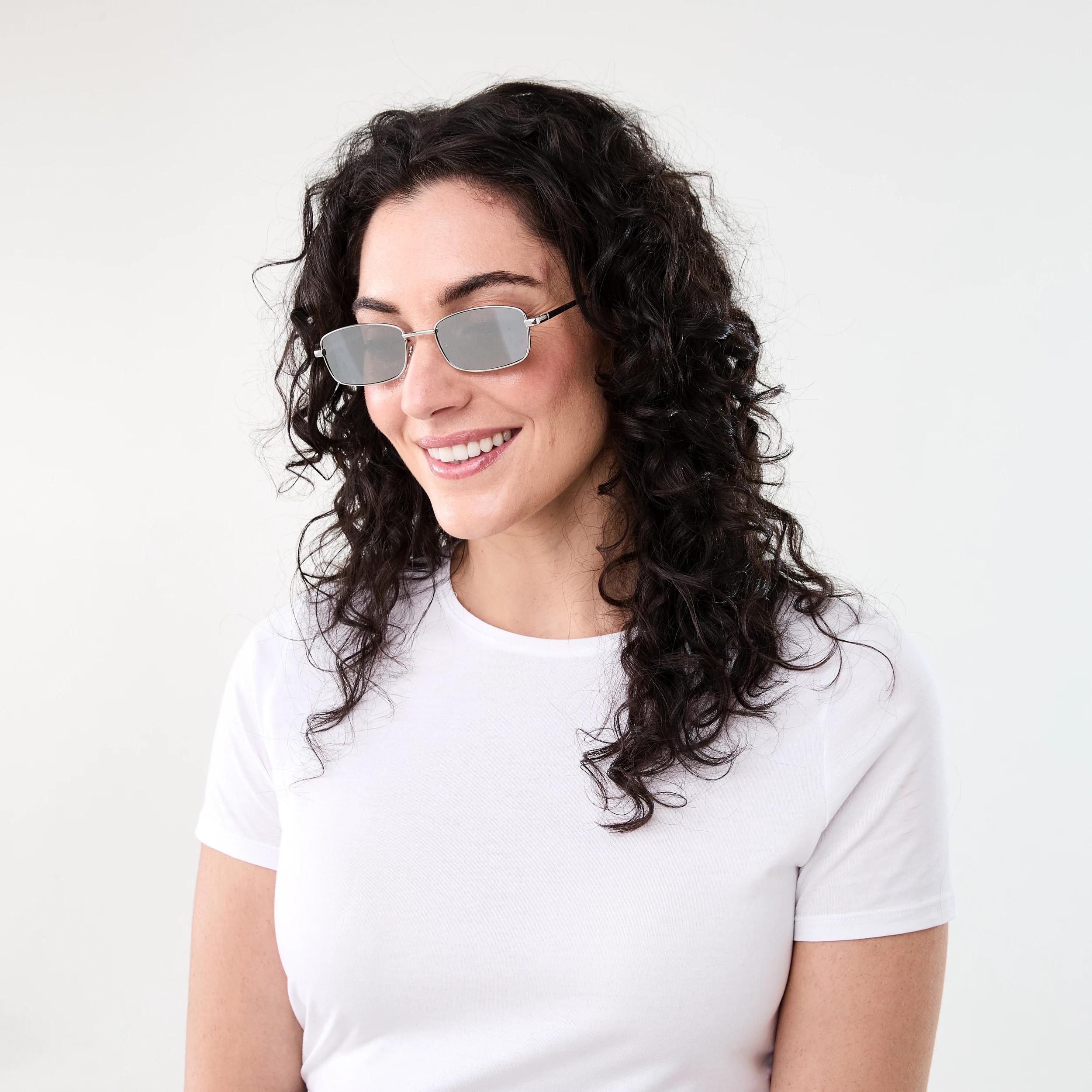 5 Rectangle Metal Sunglasses Silver, 5 of 6