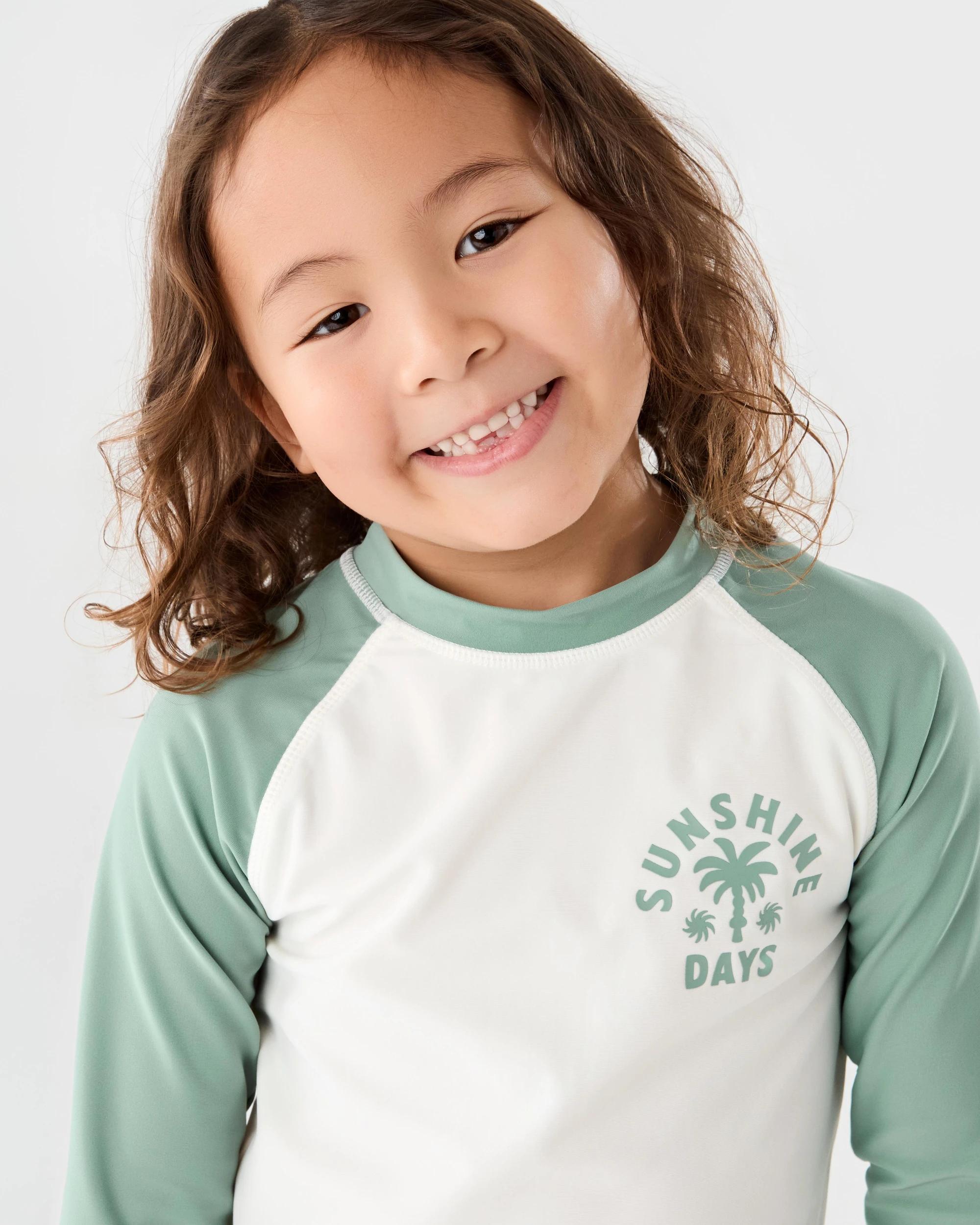 3 Long Sleeve Swim Set Grn Check, 3 of 8