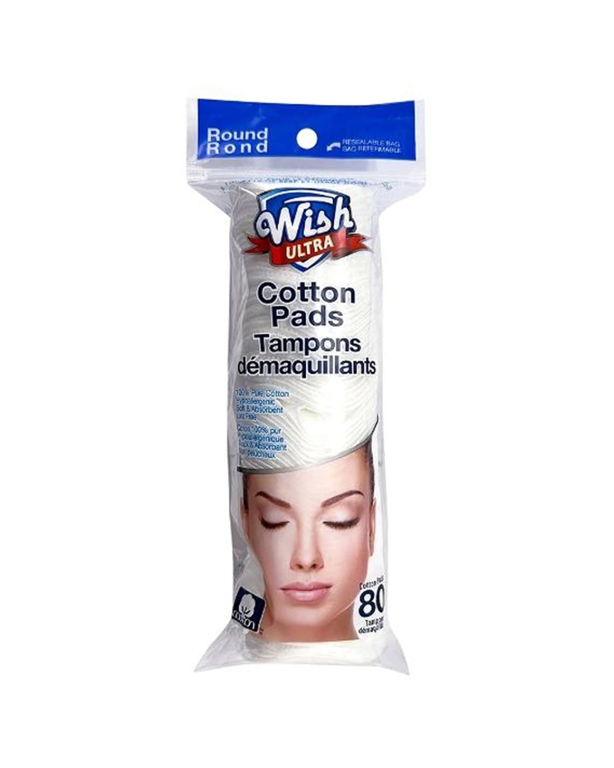 2 Wish 24x 80pc Ultra Round Pure Cotton Pads Hypoallergenic Absorbent Pack - White, 2 of 2