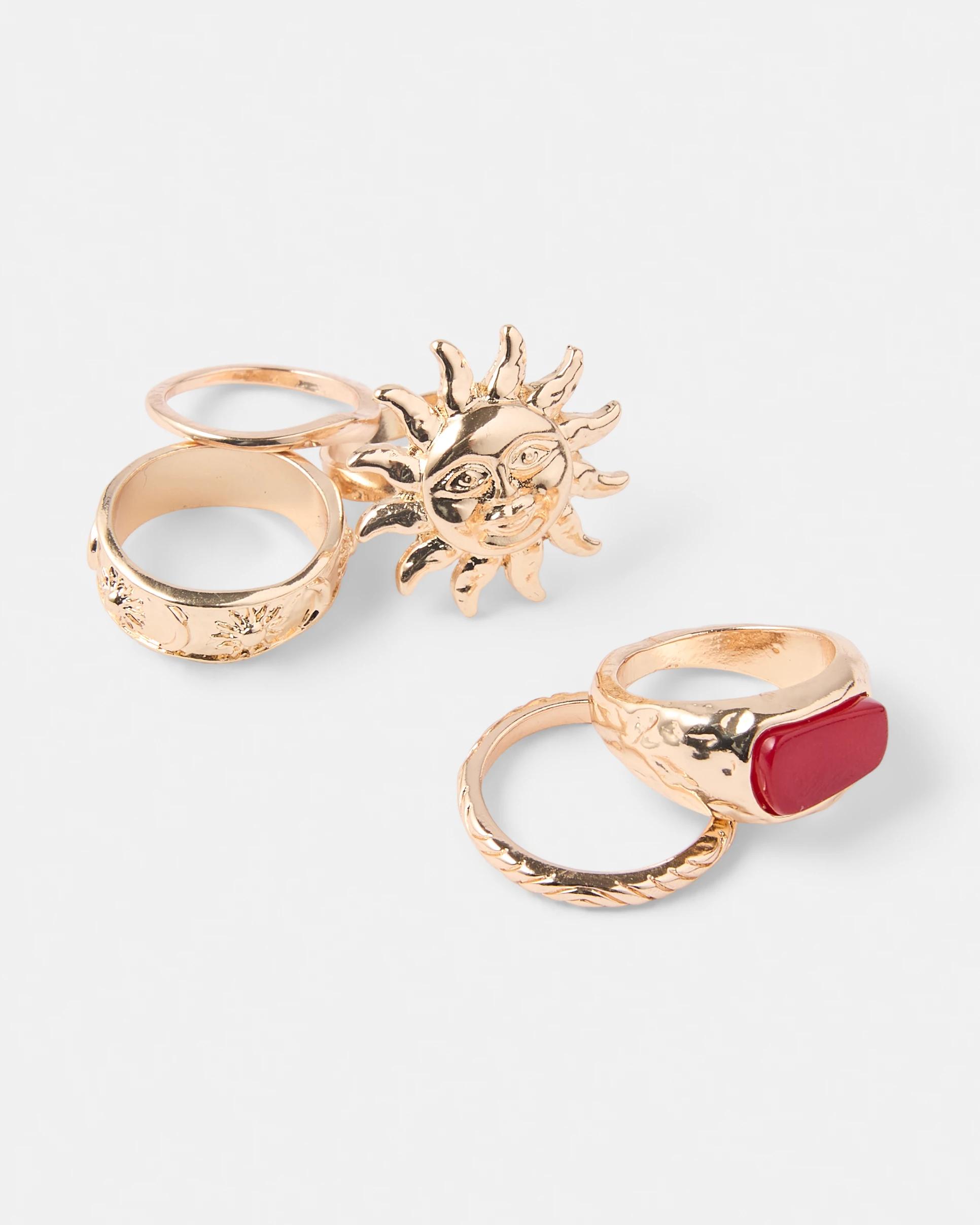 3 5 Pack Celestial Rings - Gold Tone Gold, 3 of 5