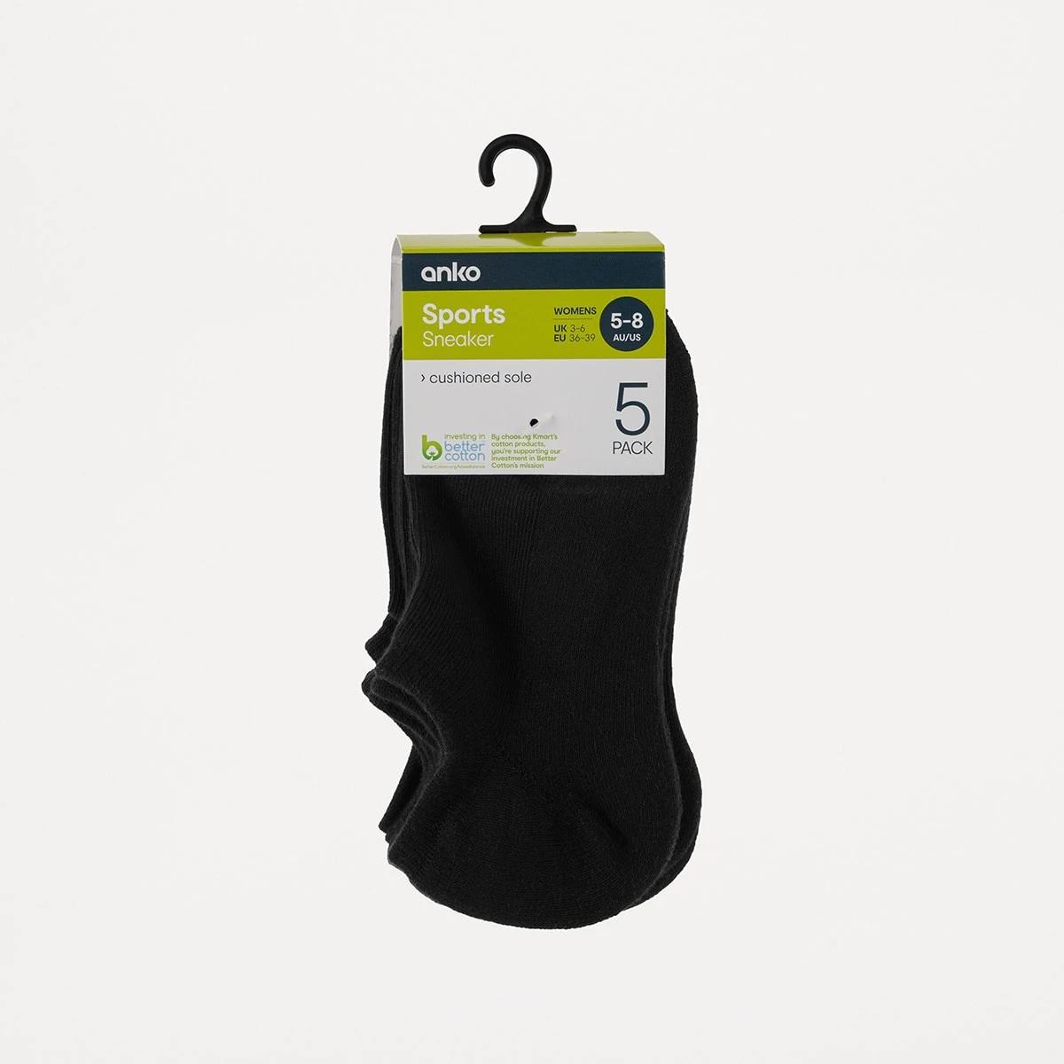 3 5 Pack Active Sneaker Socks BLACK, 3 of 3