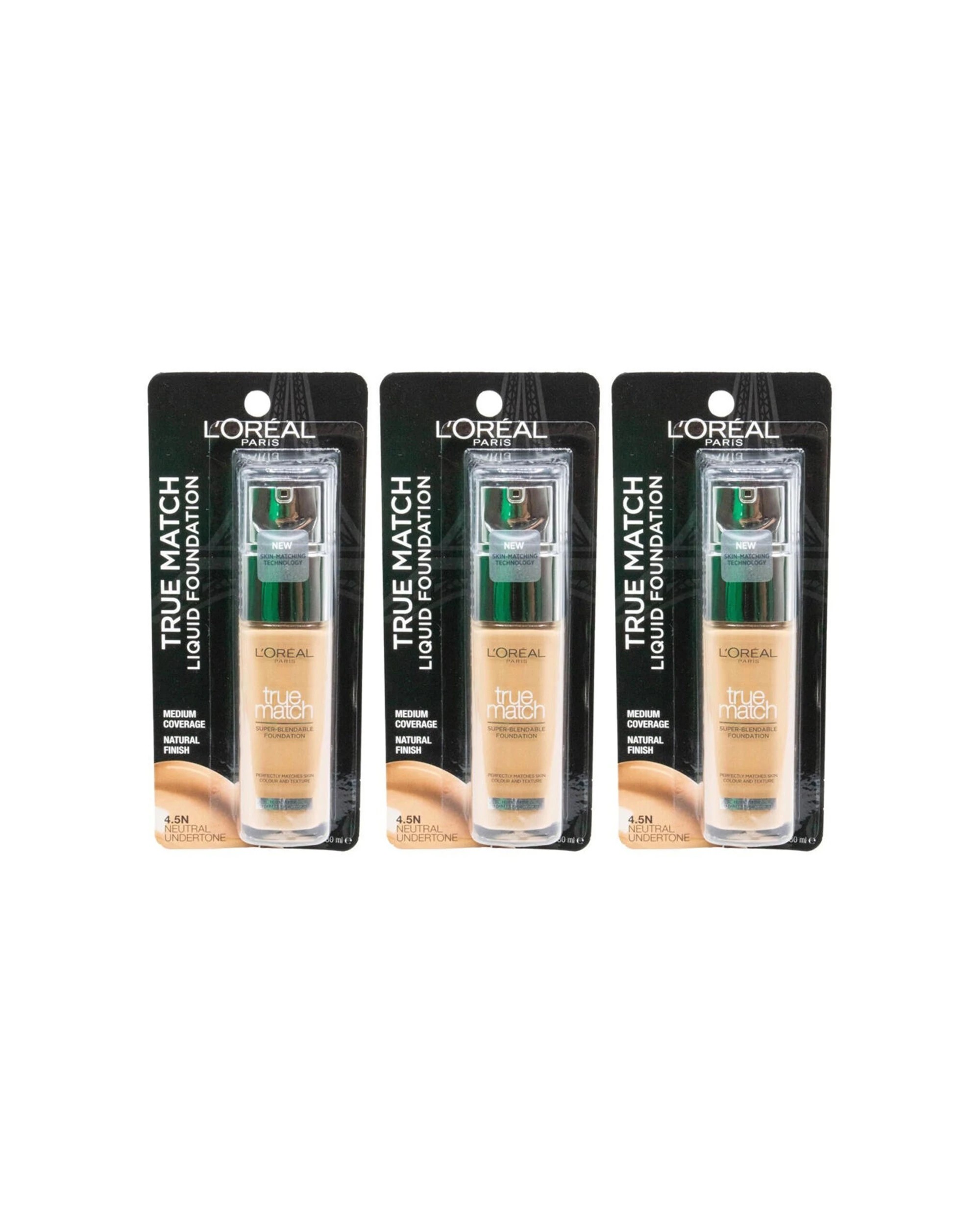 1 Loreal 2PK True Match Liquid Foundation Medium Coverage Finish 30ml 4.5 - Brown, 1 of 3
