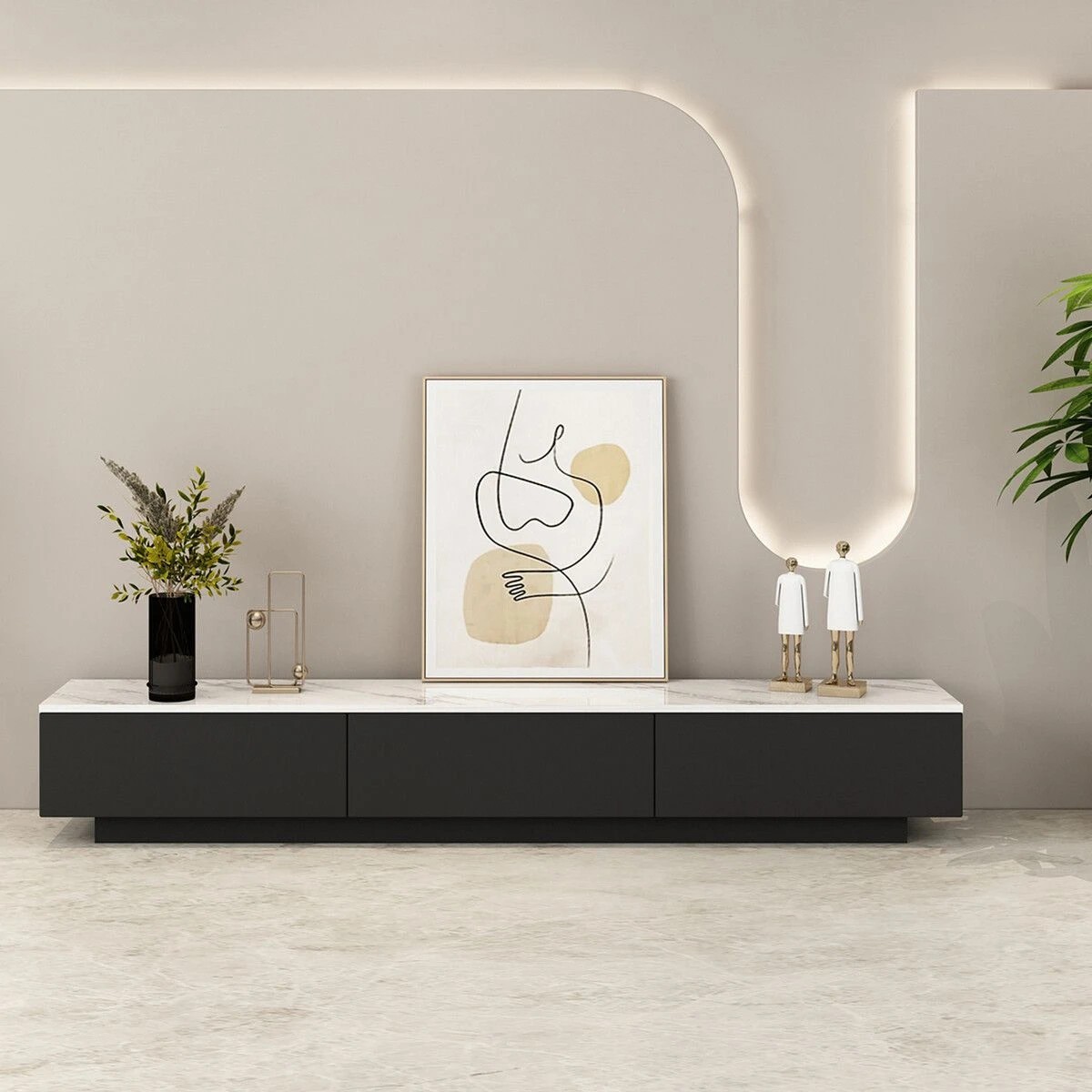 3 Ausway TV Unit Cabinet 180cm Wooden Entertainment Stand Drawers, 3 of 7