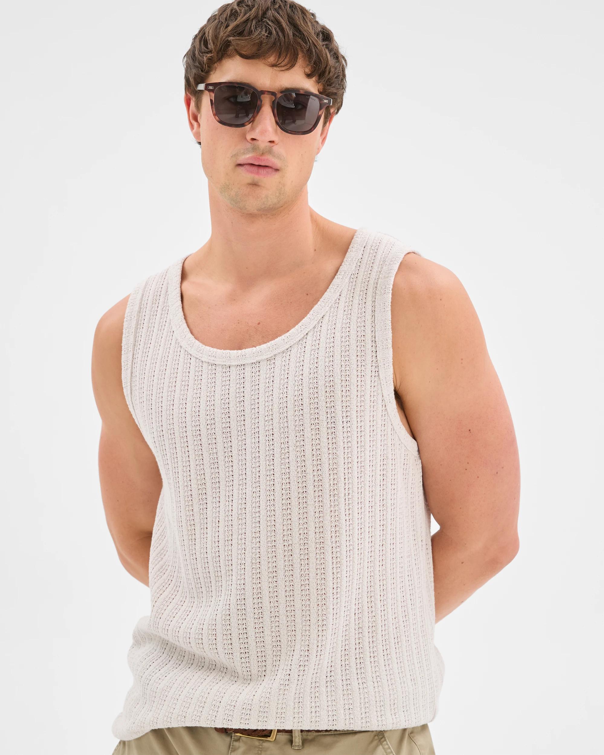 1 Commons Australian Cotton Blend Textured Tank Top WASHED WHITE, 1 of 6