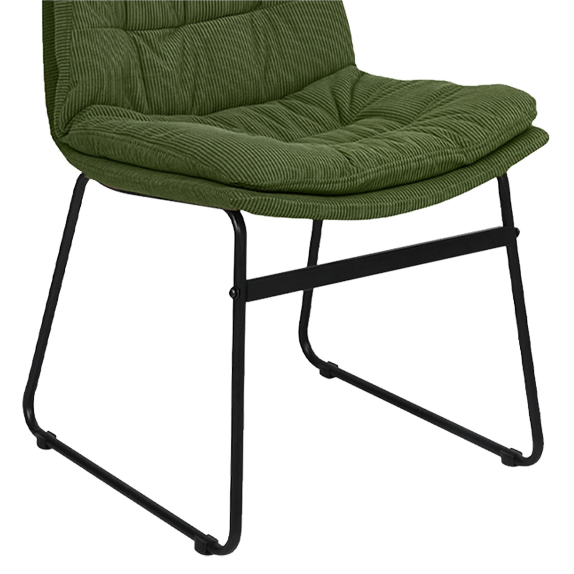 4 Levede 2x Dining Chairs Industrial Soft Corduroy Kitchen Padded Seat - Green, 4 of 9