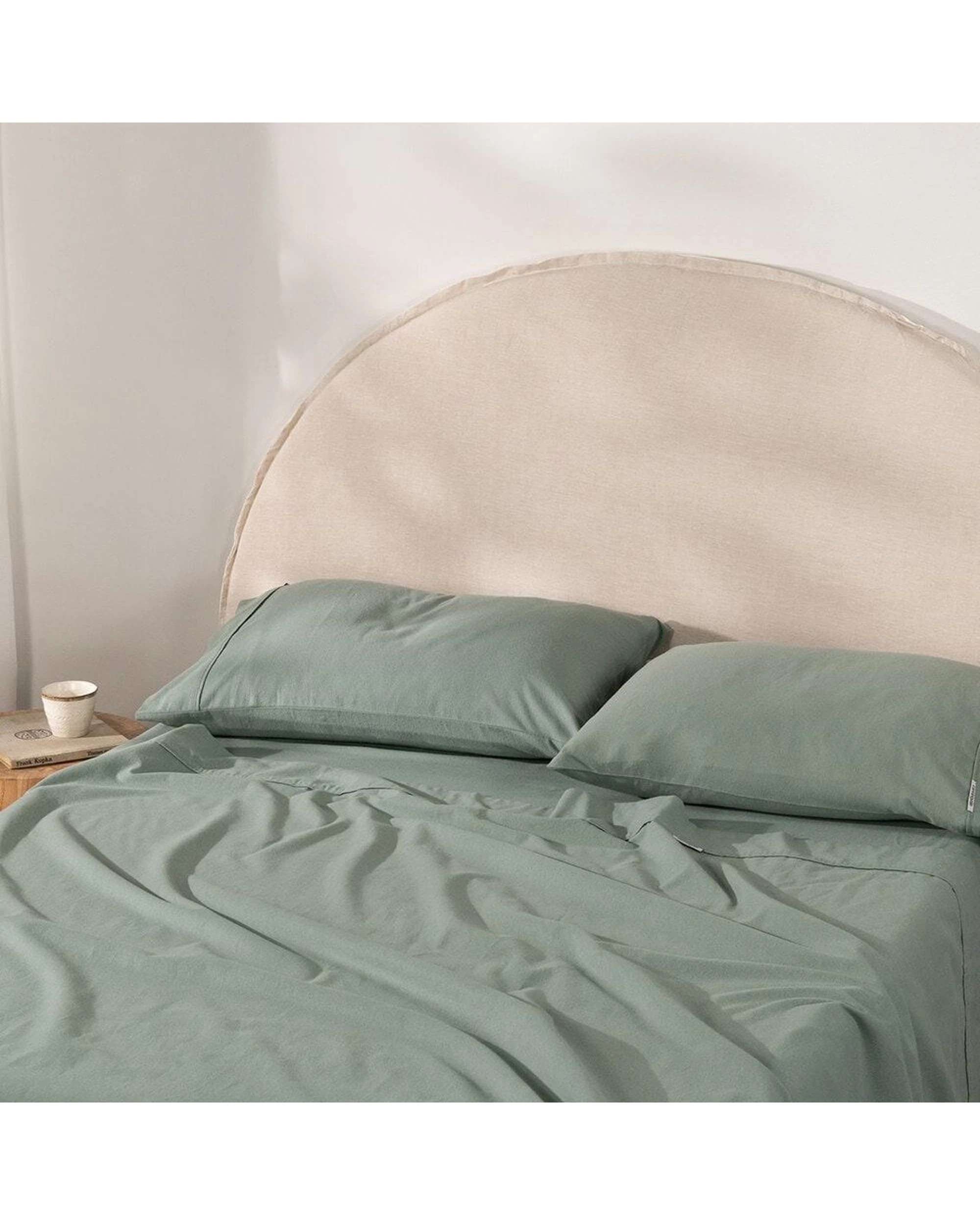 5 Canningvale Cozi Cotton Flannelette Fitted Sheet With Pillowcase Set Mineral - Queen Bed - Green, 5 of 5
