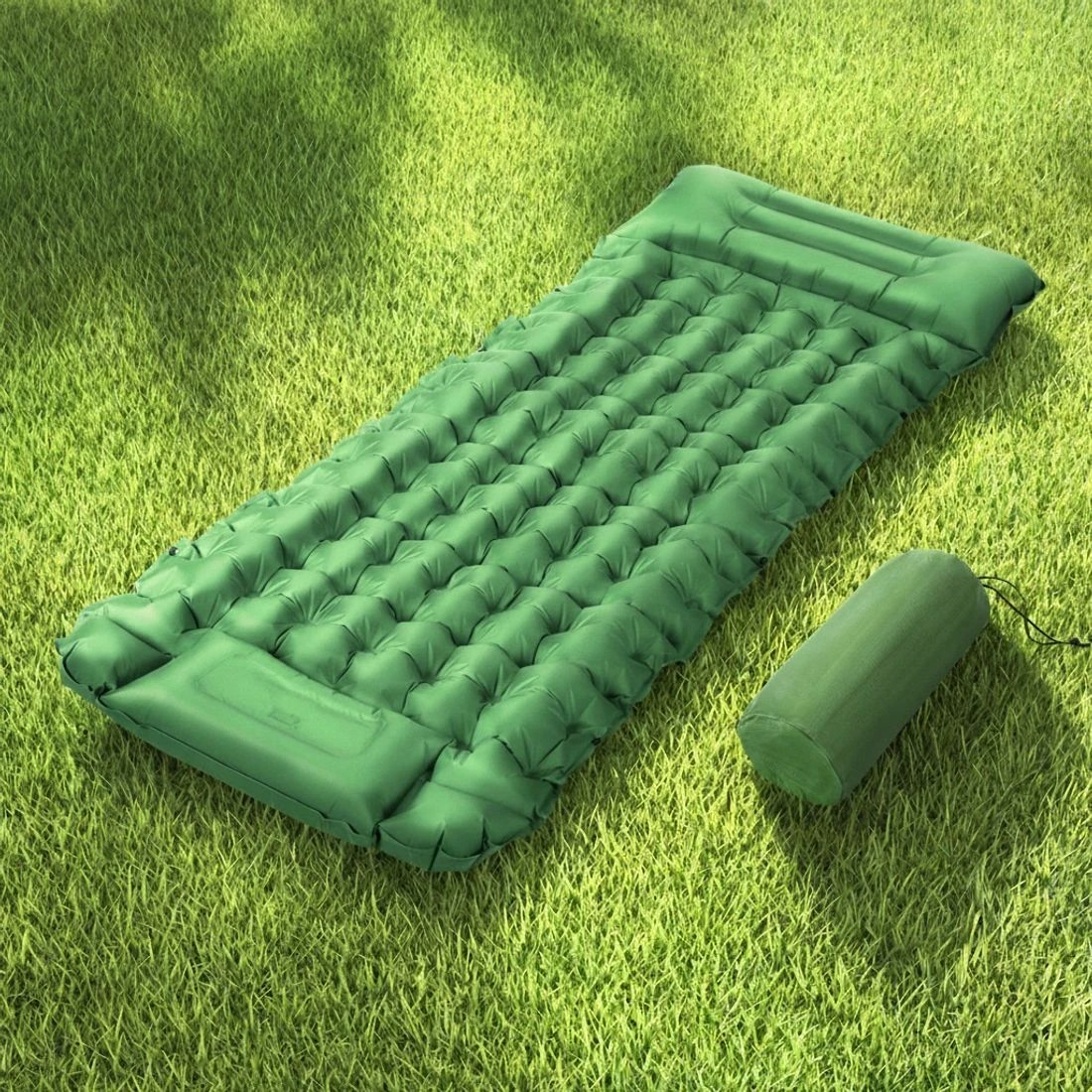 6 Weisshorn Self Inflating Mattress Camping Sleeping Mat Air Bed Pad Single Pillow - Green, 6 of 6