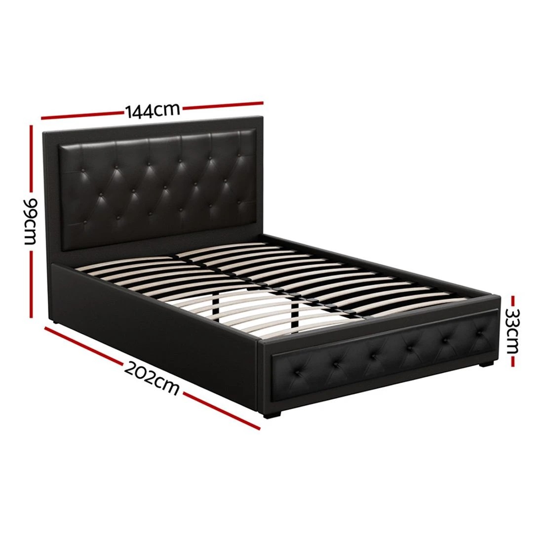 2 Artiss Bed Frame Double Size Gas Lift  TIYO - Black, 2 of 8