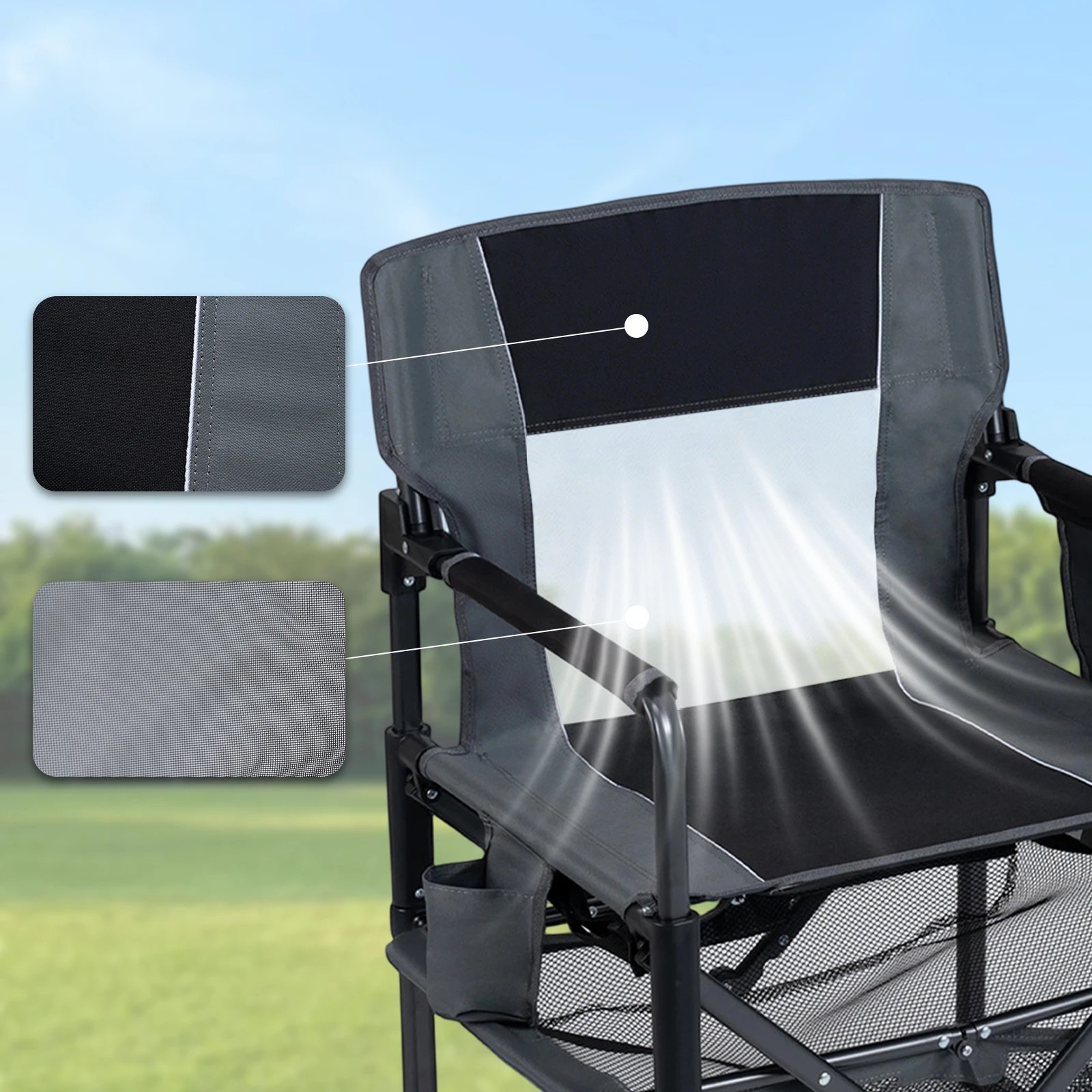 2 Costway Outdoor Camping Chair Folding Lawn Chair w/Cup Holder & Pocket Bottle - Black, 2 of 6