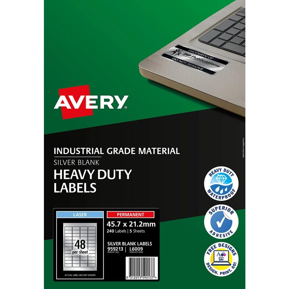 2 Avery Heavy Duty Labels 48UP Metallic Silver 5 Pack, 2 of 2