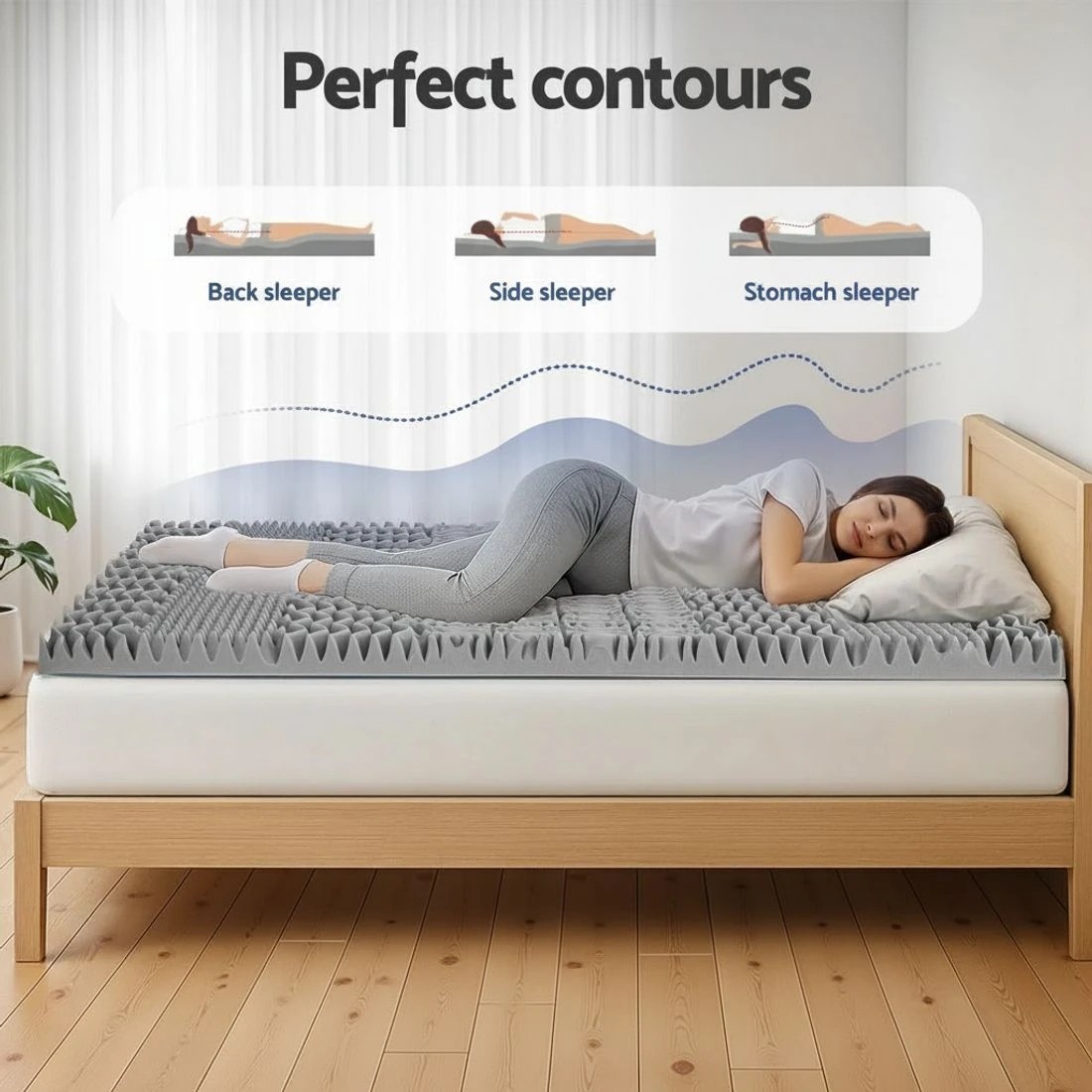 4 Giselle Bedding 8cm Memory Foam Mattress Topper 7-Zone Graphite King - King Bed - Grey, 4 of 9