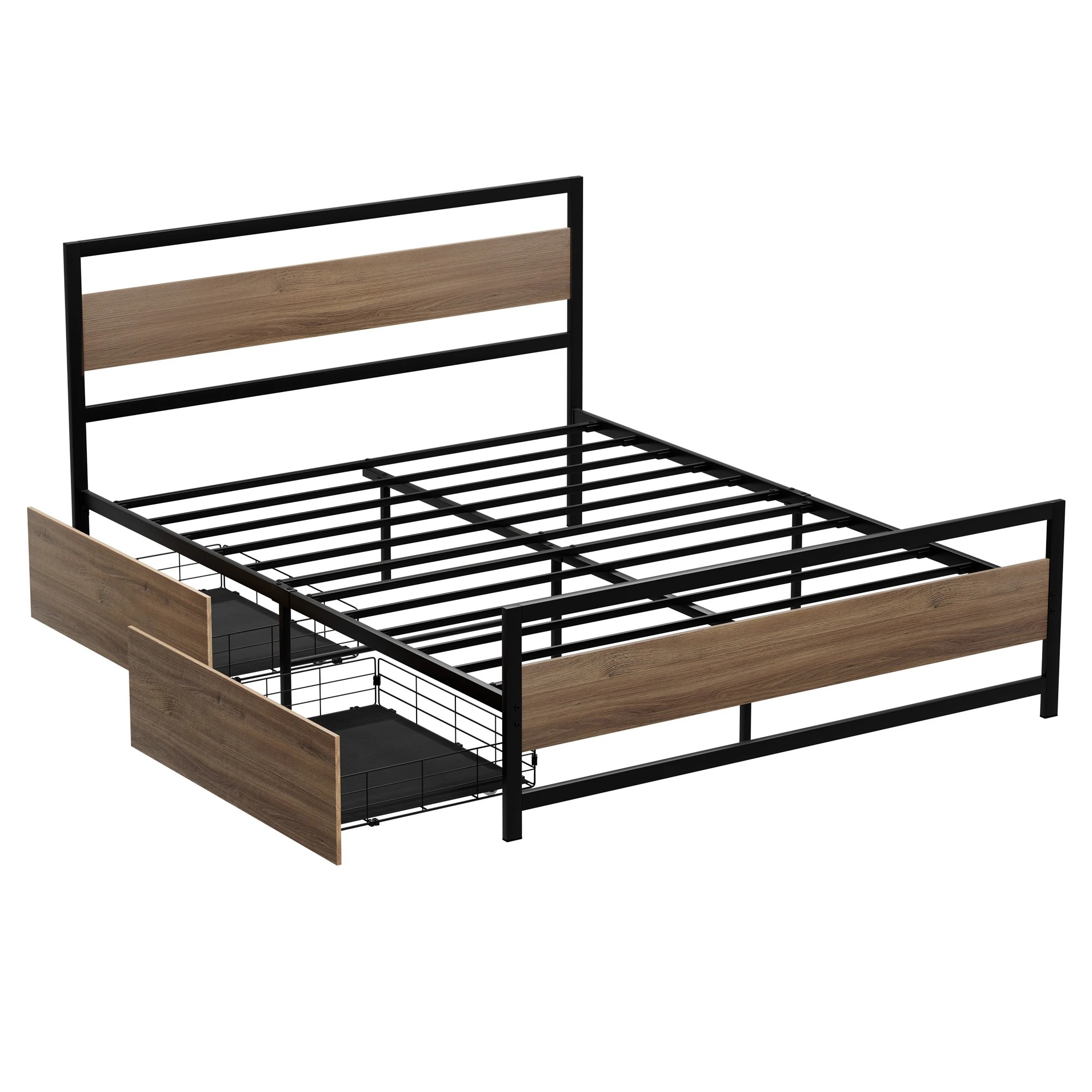 1 Artiss Bed Frame Double Size Metal Frame with 2 Drawers DREW - Multi, 1 of 8