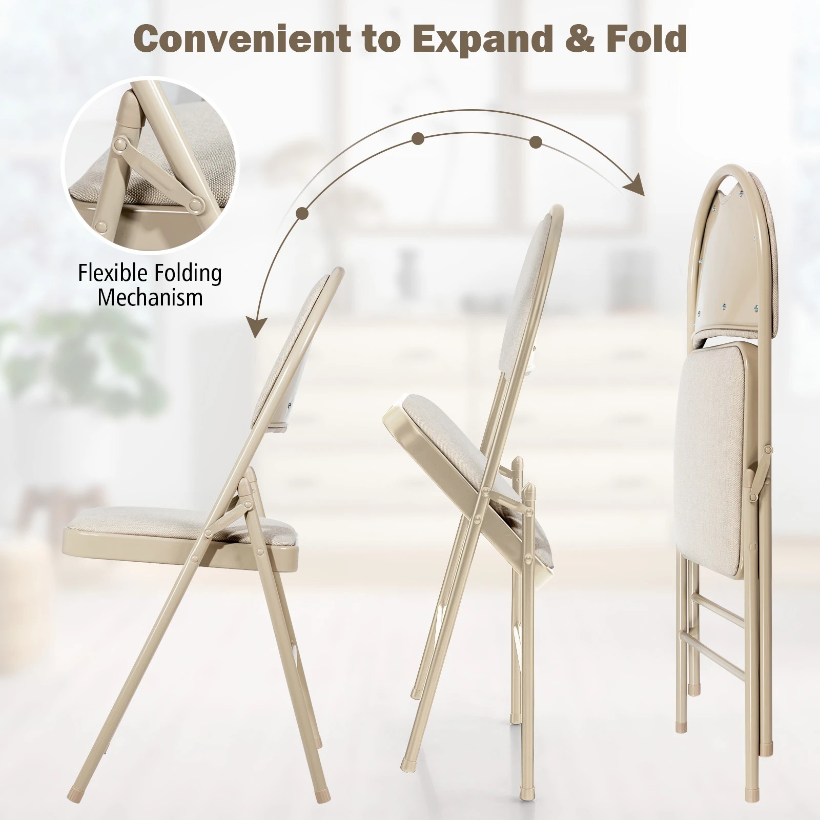 3 Costway 6x Folding Dining Chairs Portable Side Kitchen Chairs, 3 of 10